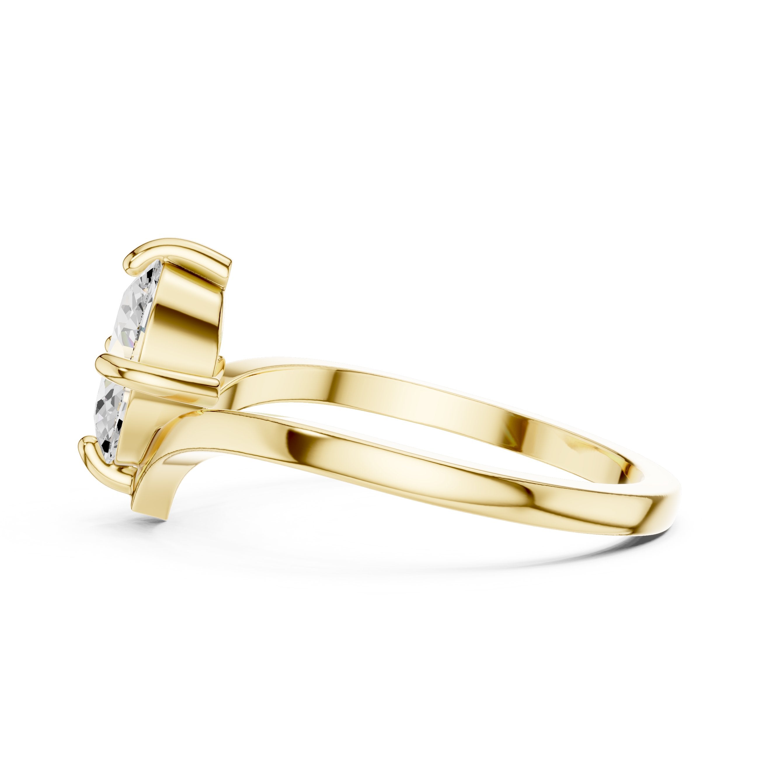 Oval Diamond Solitaire Engagement Ring with Chevron Shank in Yellow Gold - VYKA Diamonds