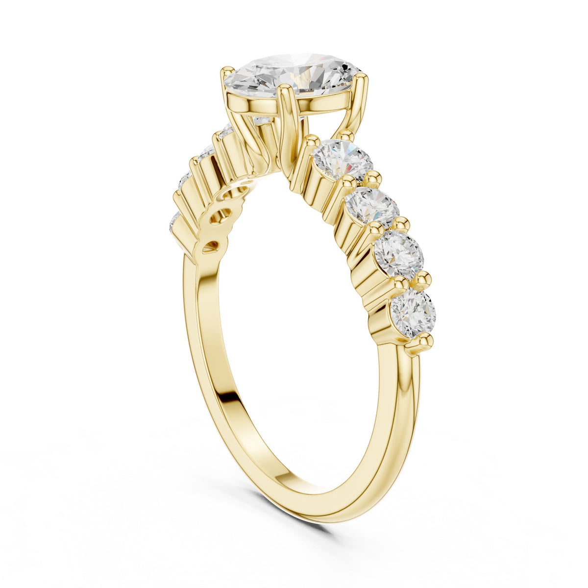 Oval Diamond Engagement Ring with Round Side Accents