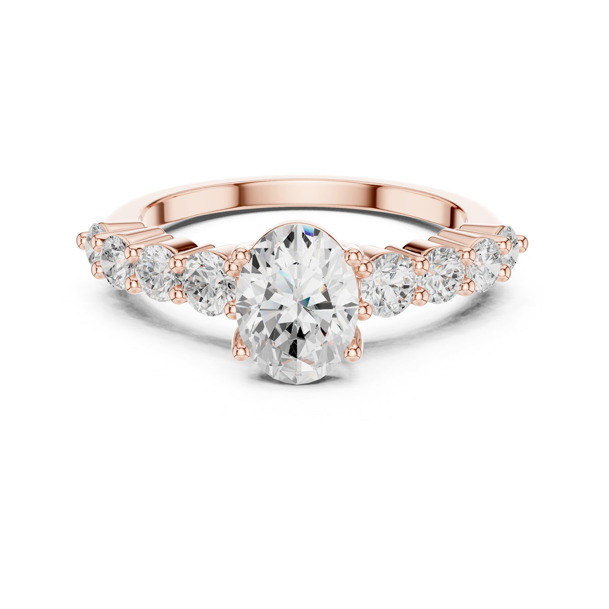 Oval Diamond Engagement Ring with Round Side Accents