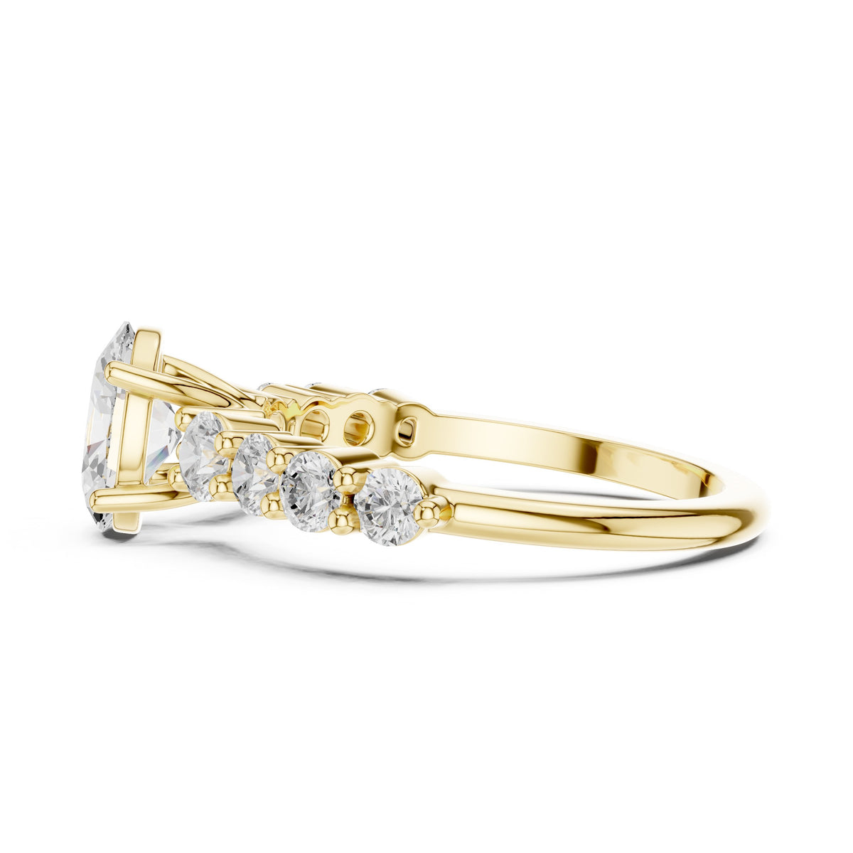 Oval Diamond Engagement Ring with Round Side Accents