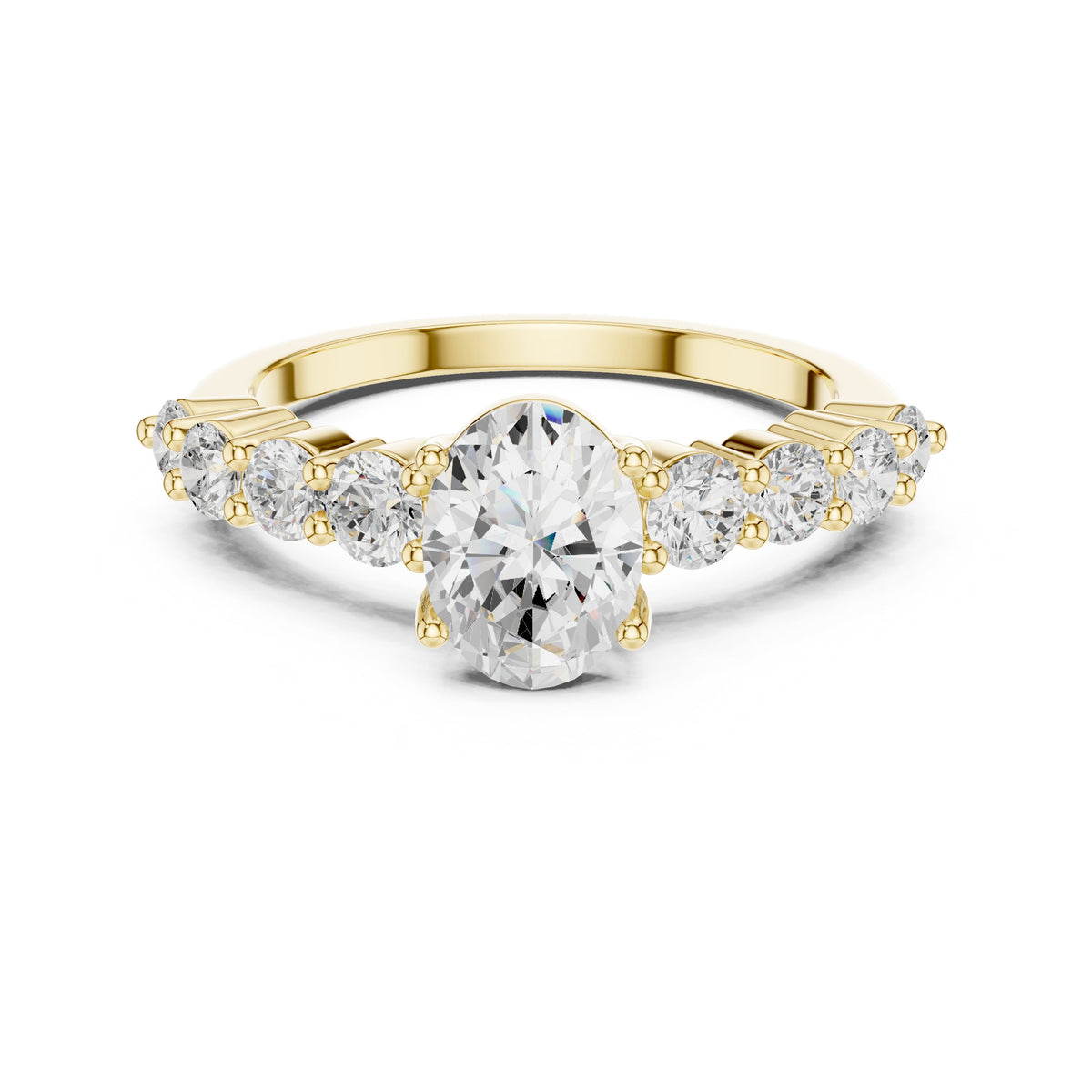 Oval Diamond Engagement Ring with Round Side Accents