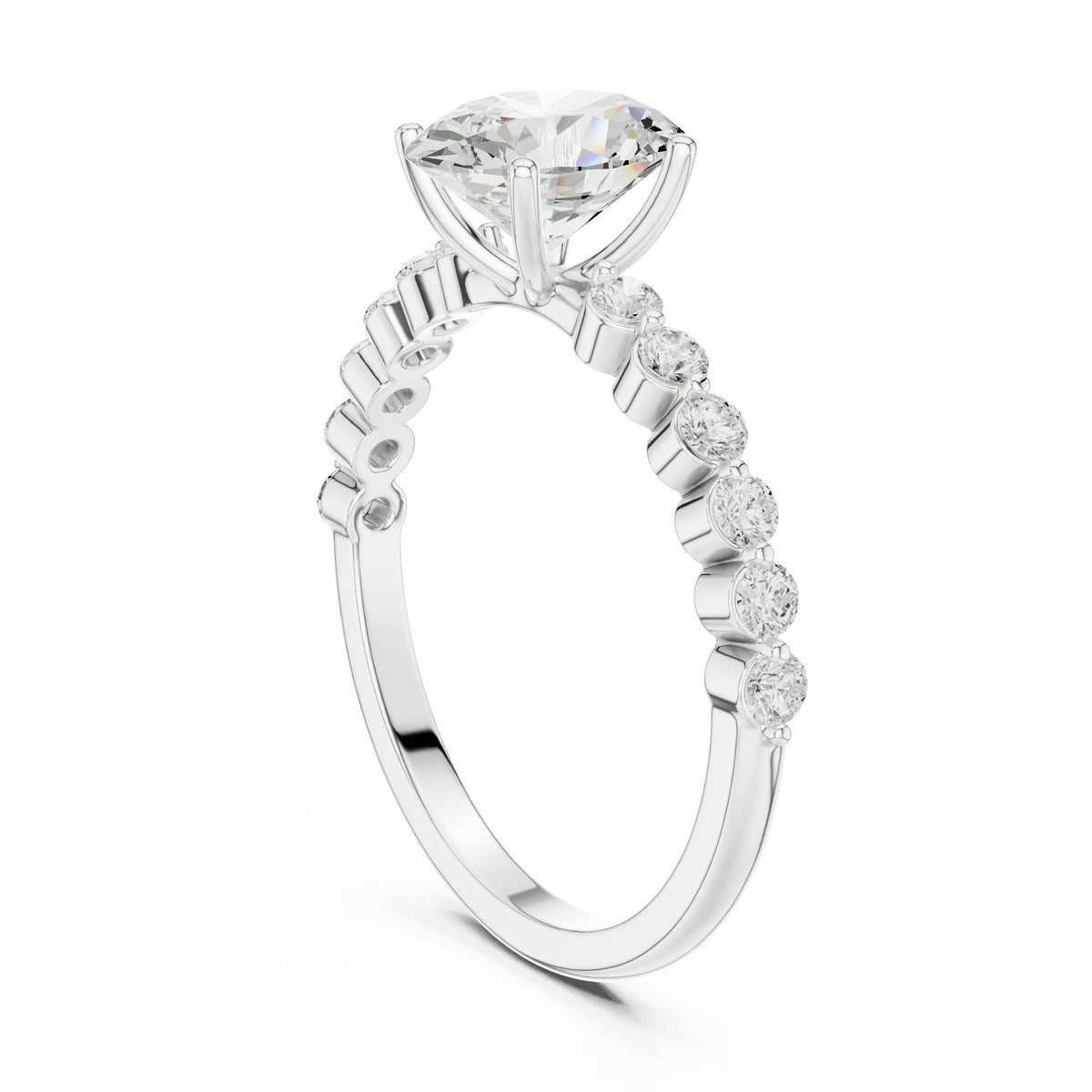 Oval Diamond Engagement Ring with Graduated Side Accents