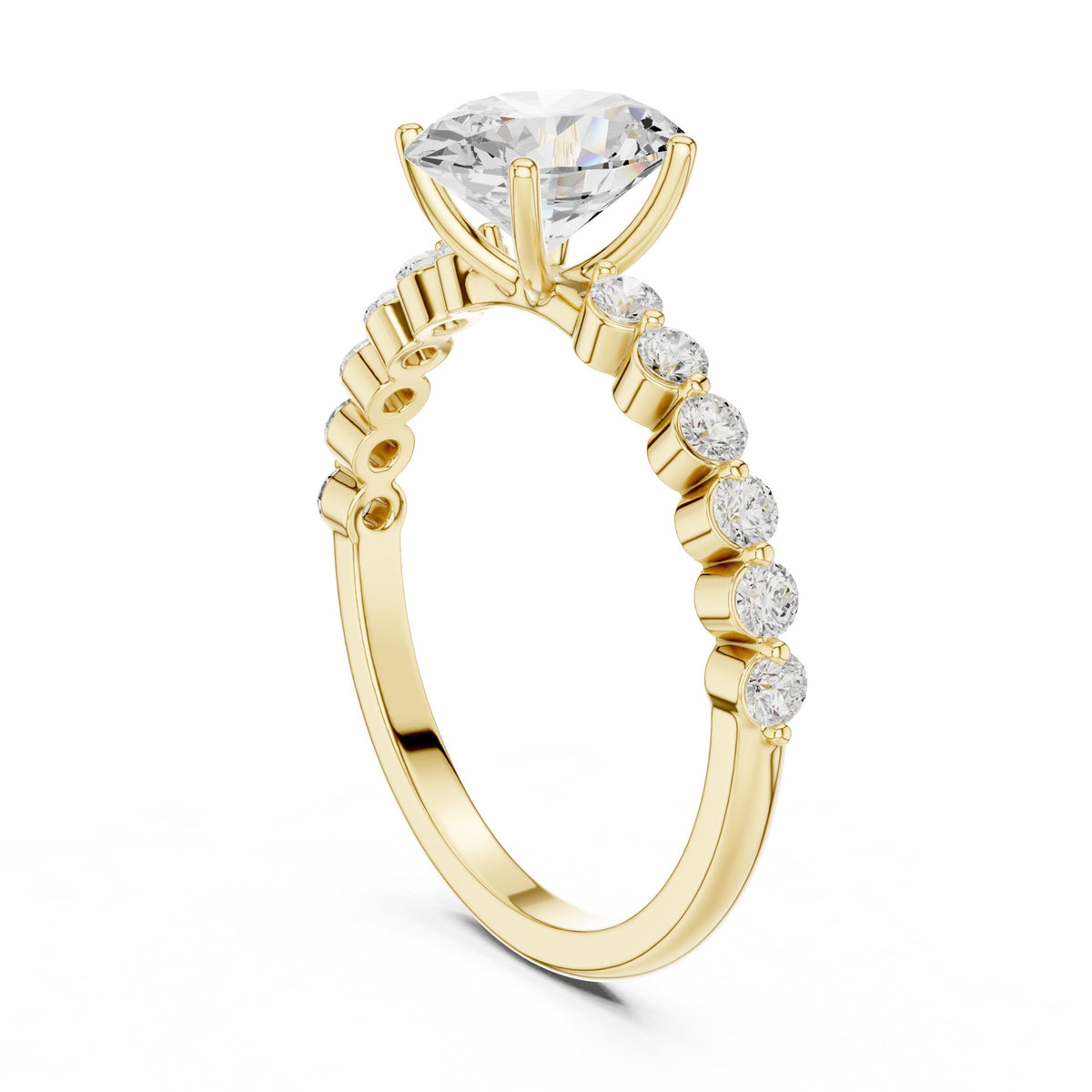 Oval Diamond Engagement Ring with Graduated Side Accents