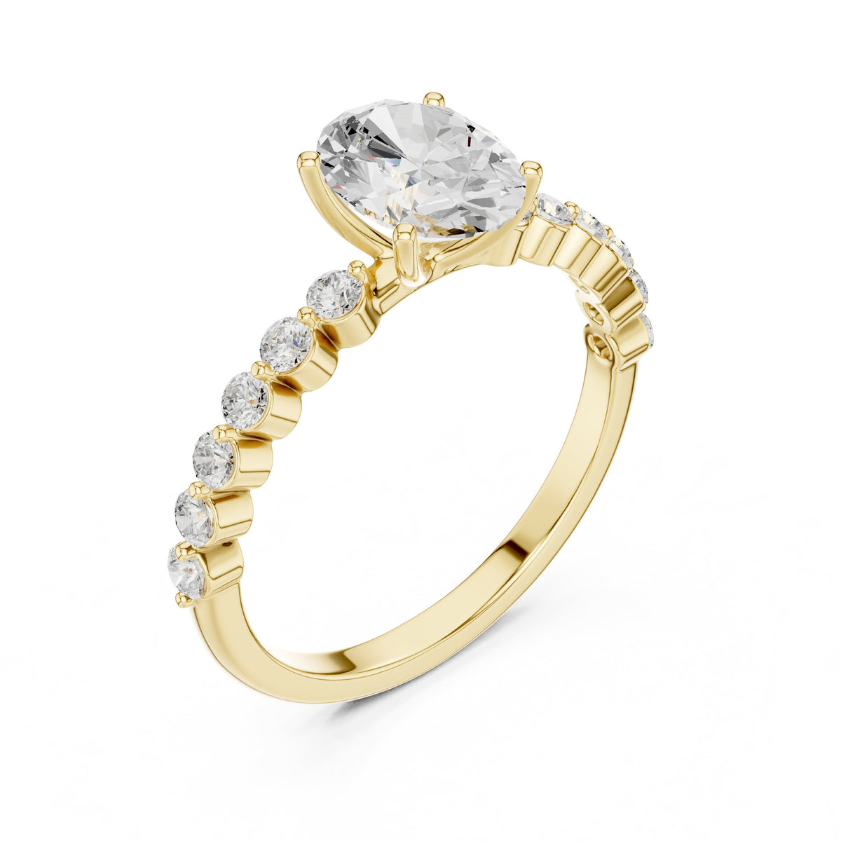 Oval Diamond Engagement Ring with Graduated Side Accents