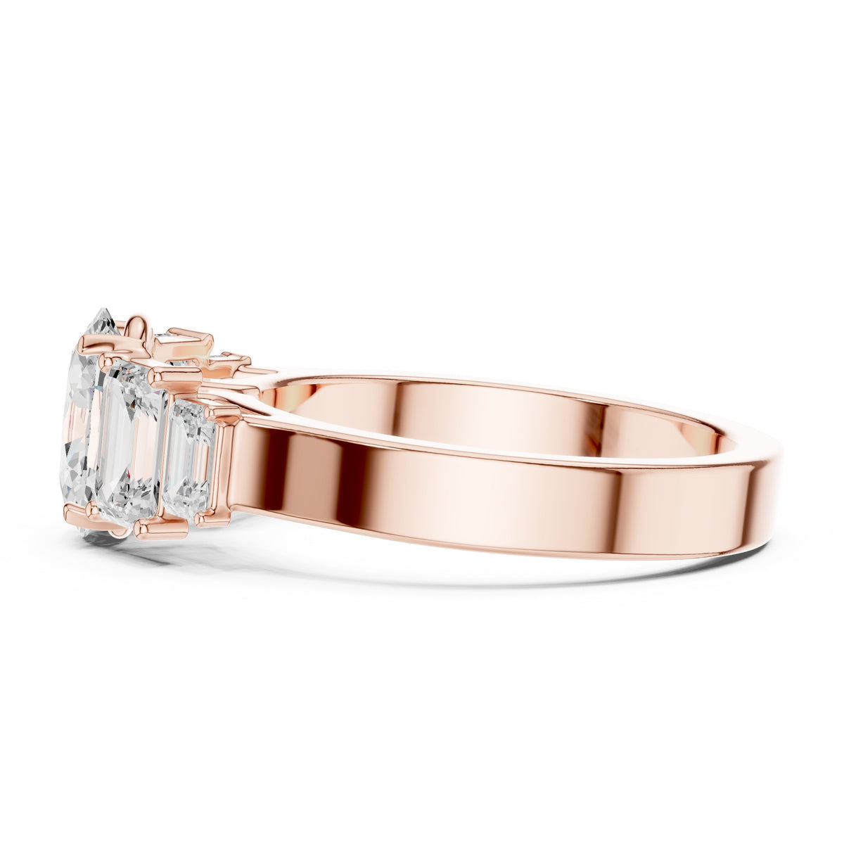 Oval Diamond Engagement Ring with Tapered Baguette Side Accents and Knife Edge Band