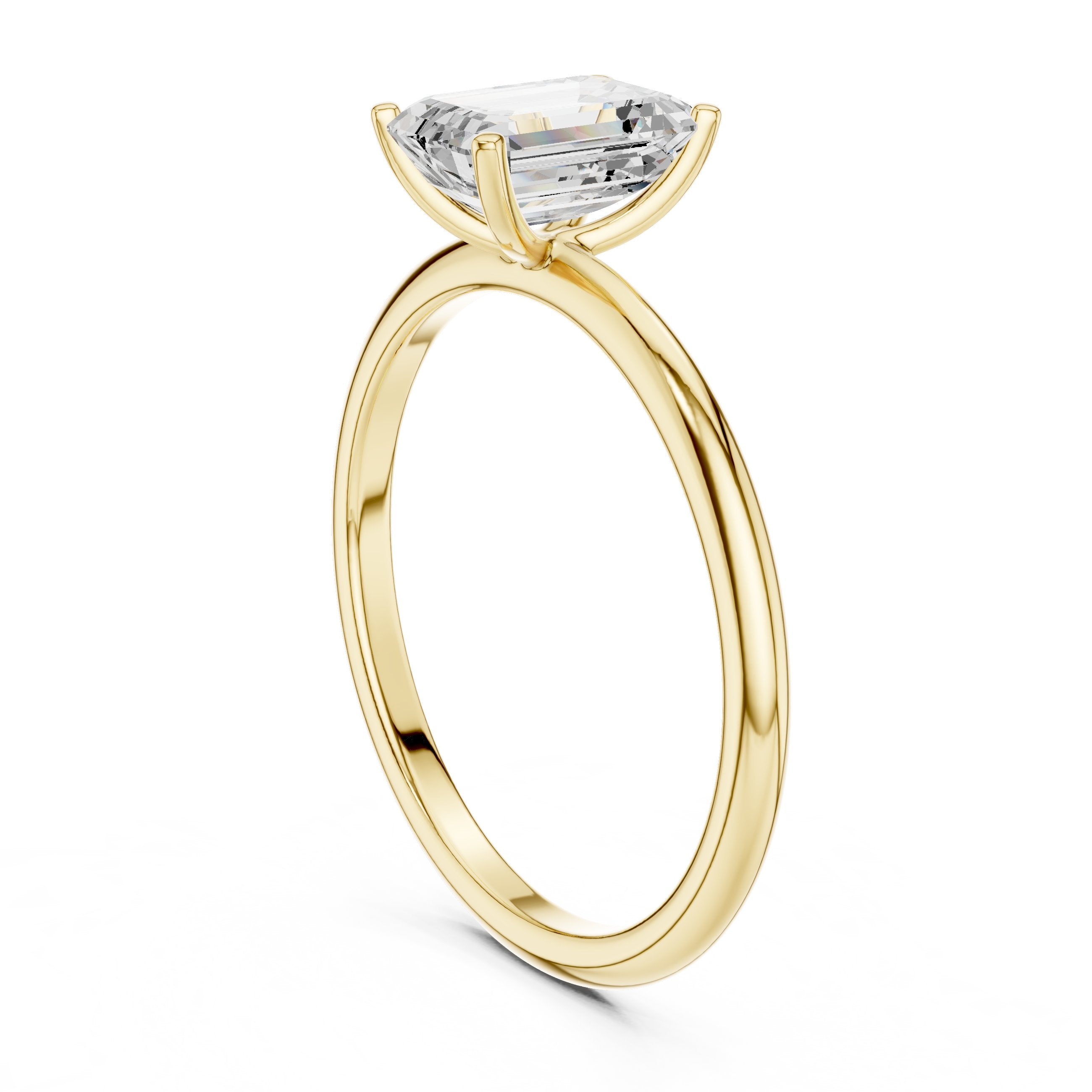 Classic Emerald Cut Solitaire Diamond Ring in Yellow Gold - VYKA Diamonds