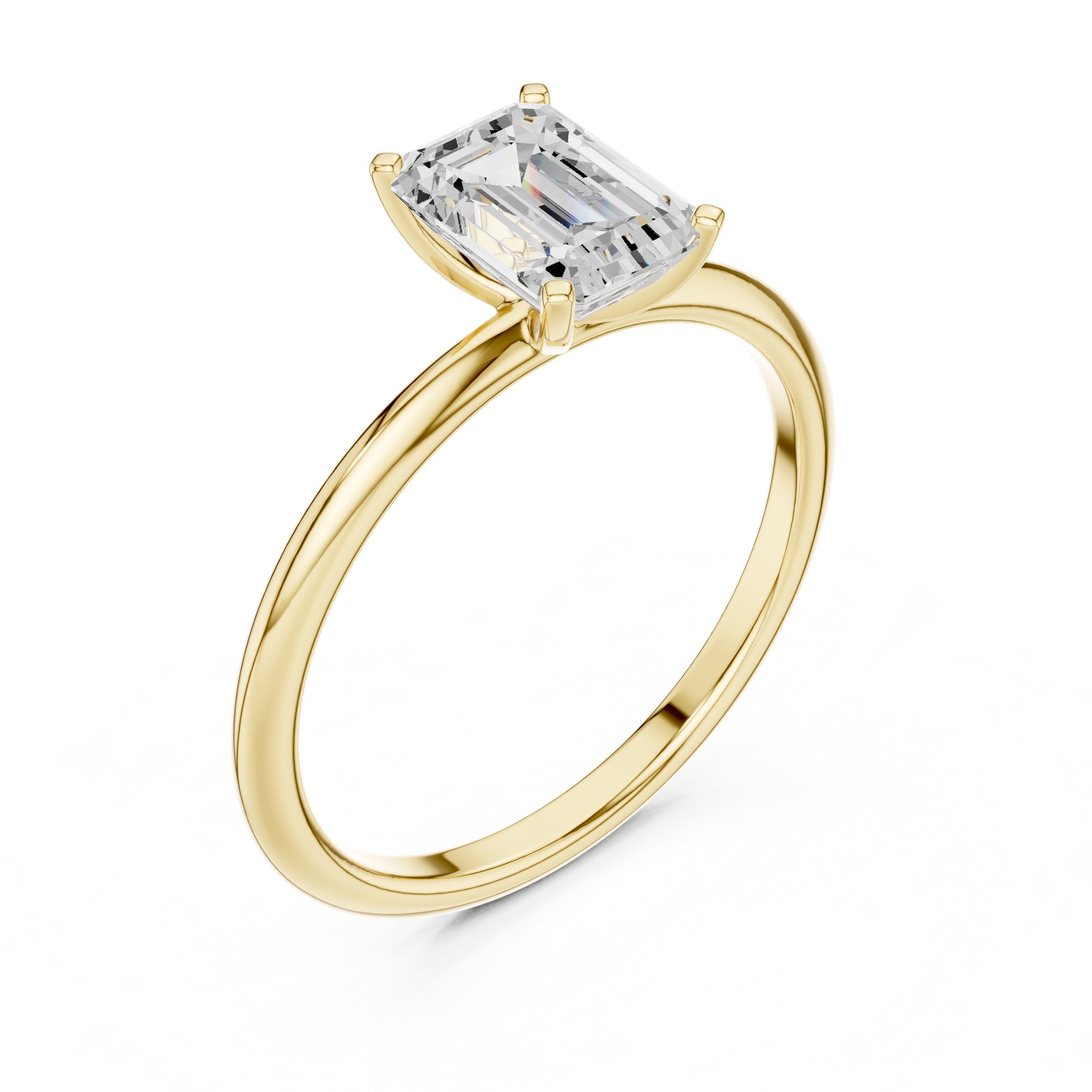 Classic Emerald Cut Solitaire Diamond Ring in Yellow Gold - VYKA Diamonds