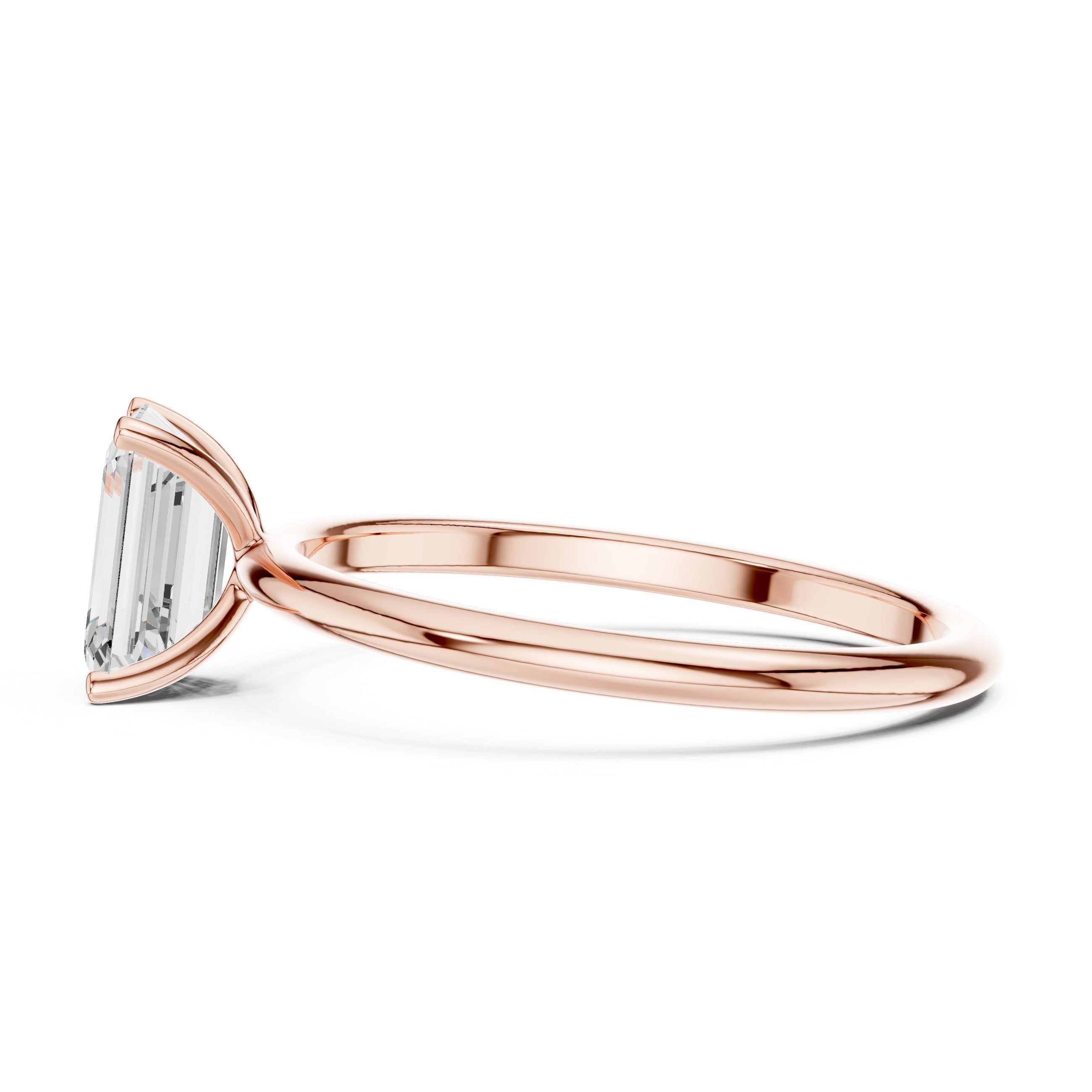 Classic Emerald Cut Solitaire Diamond Ring in Rose Gold - VYKA Diamonds