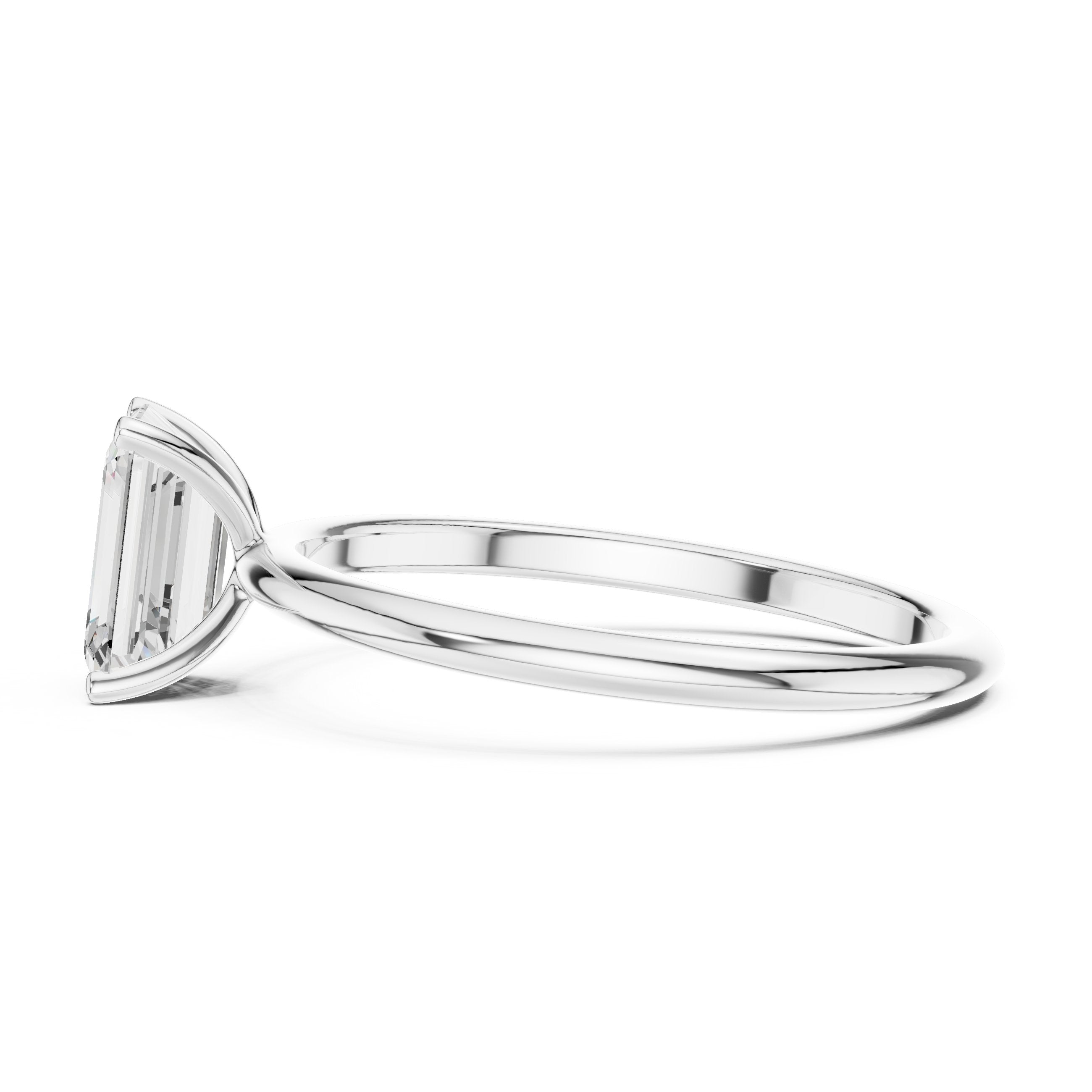 Classic Emerald Cut Solitaire Diamond Ring in White Gold - VYKA Diamonds