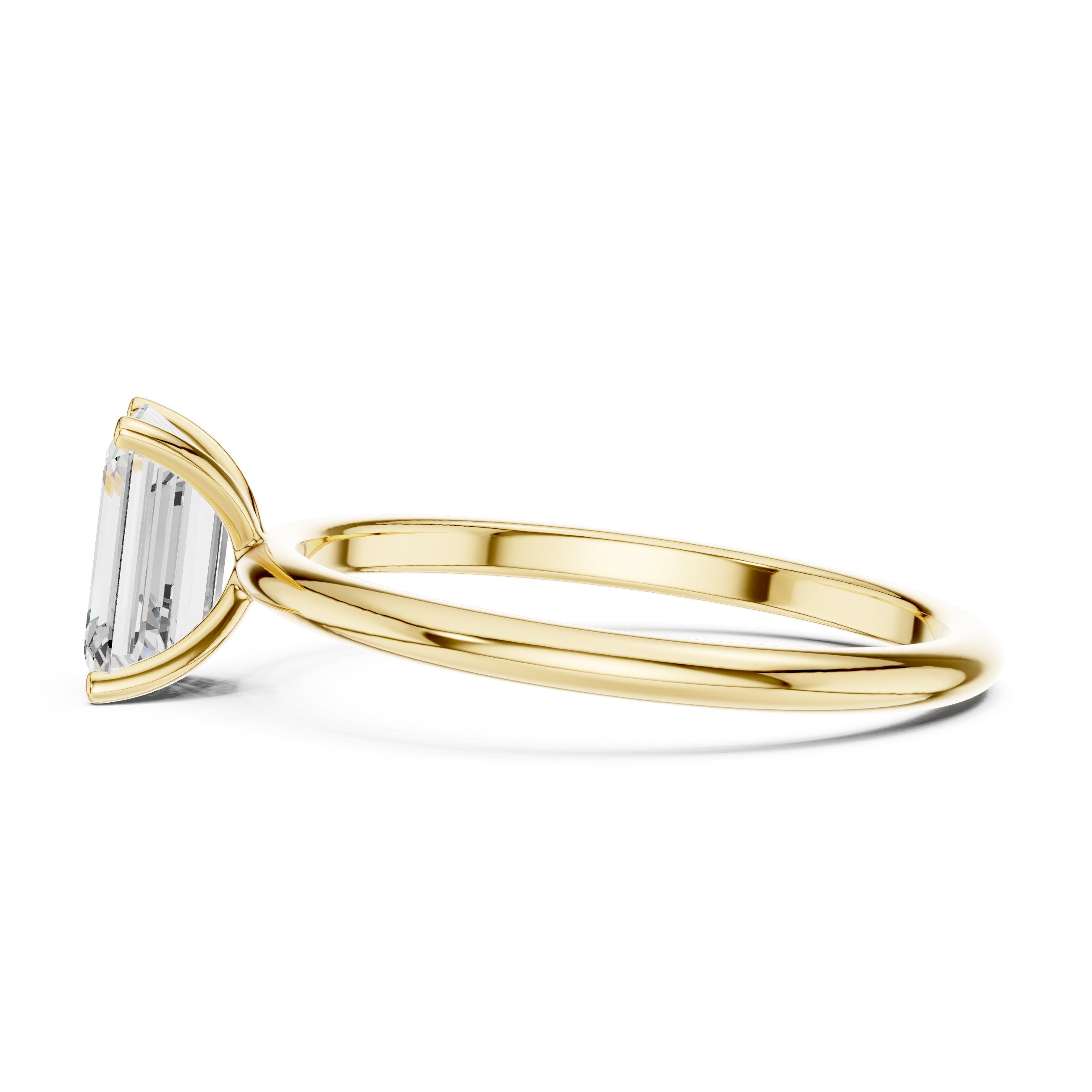 Classic Emerald Cut Solitaire Diamond Ring in Yellow Gold - VYKA Diamonds