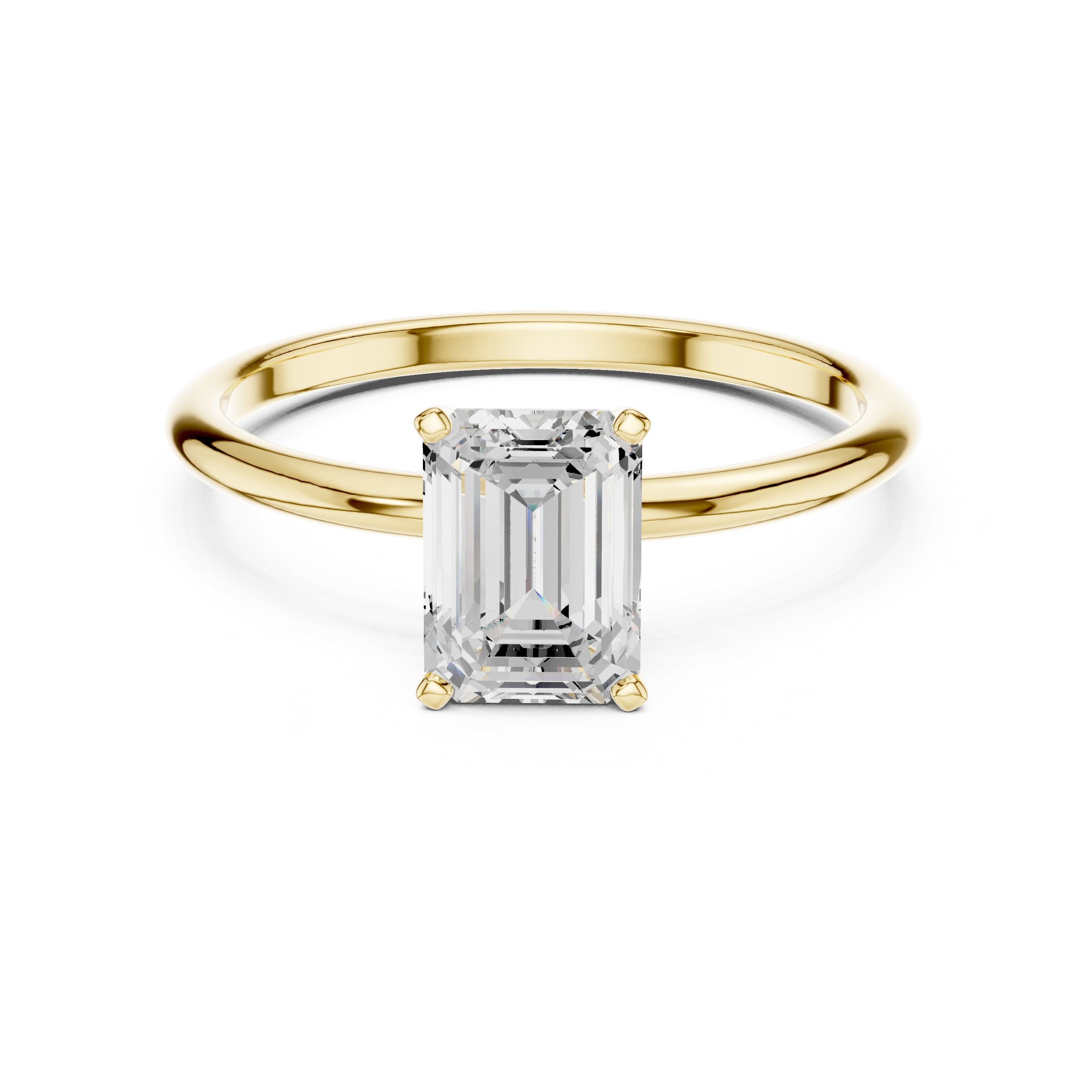 Classic Emerald Cut Solitaire Diamond Ring in Yellow Gold - VYKA Diamonds