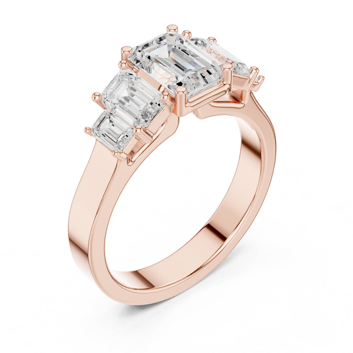 Emerald Cut Engagement Ring with Graduated Emerald Side Accents