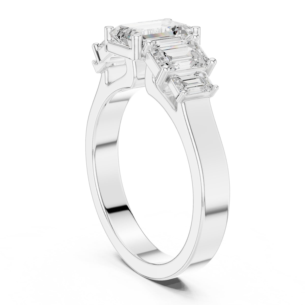 Emerald Cut Engagement Ring with Graduated Emerald Side Accents