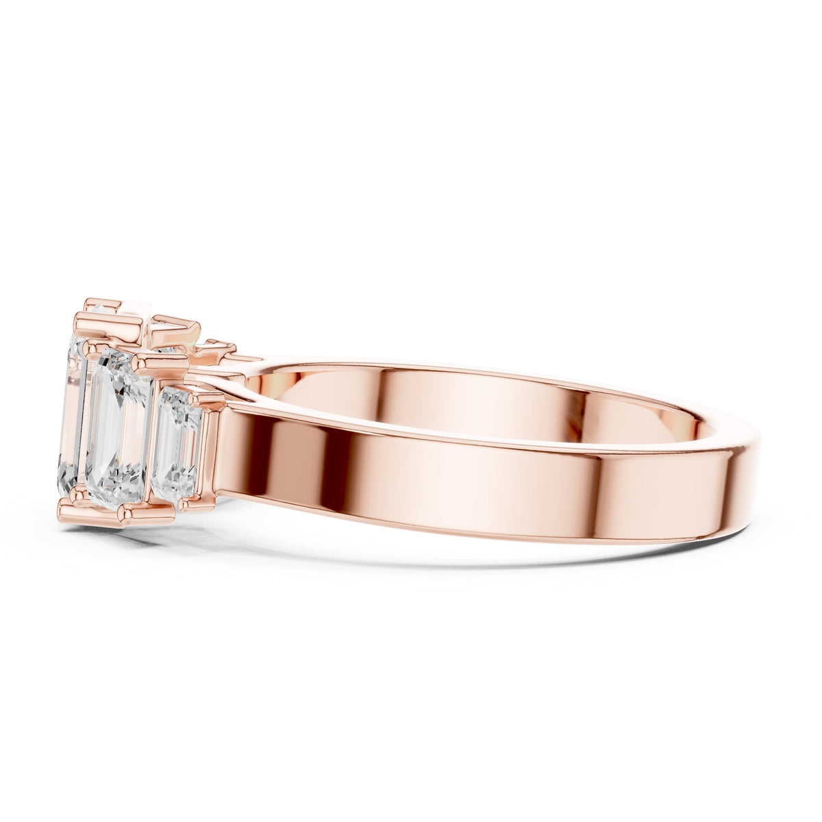Emerald Cut Engagement Ring with Graduated Emerald Side Accents