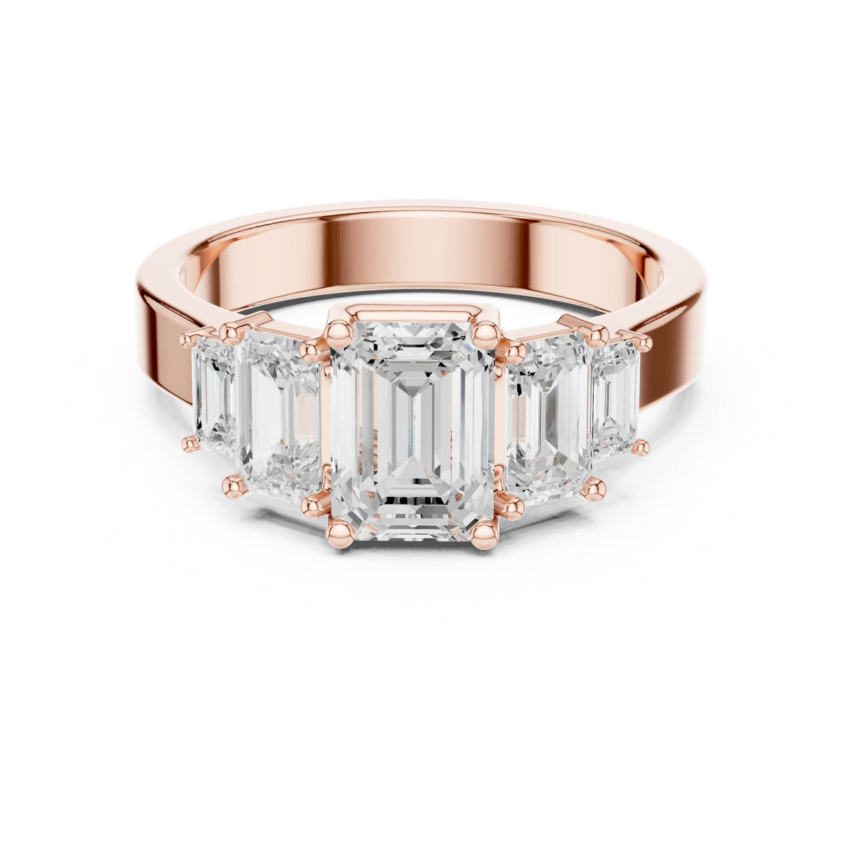 Emerald Cut Engagement Ring with Graduated Emerald Side Accents