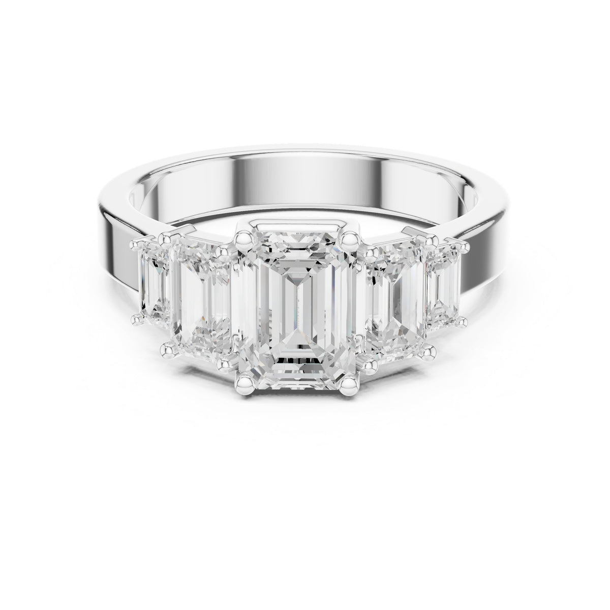 Emerald Cut Engagement Ring with Graduated Emerald Side Accents