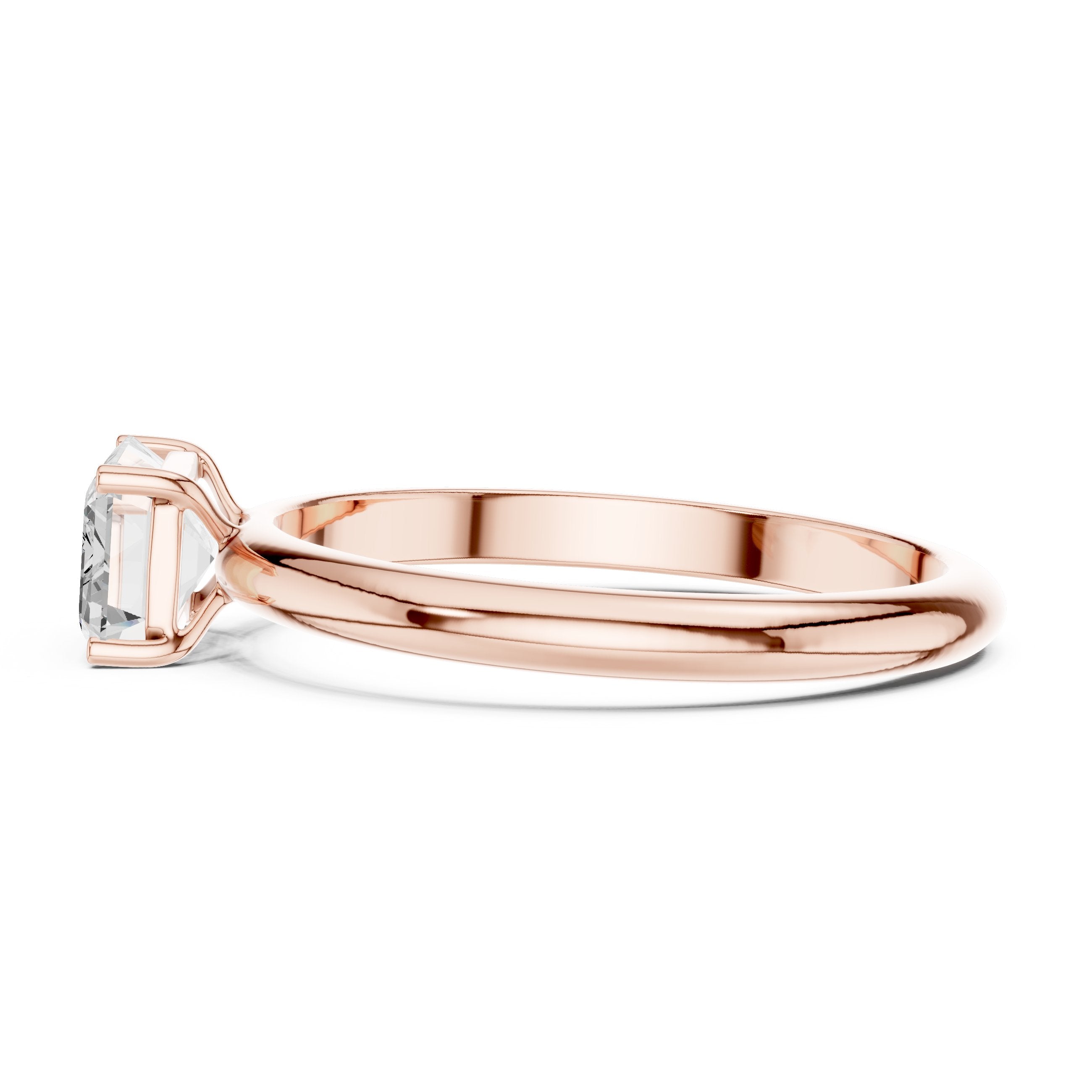 Emerald Cut East West Solitaire Engagement Ring in Rose Gold - VYKA Diamonds