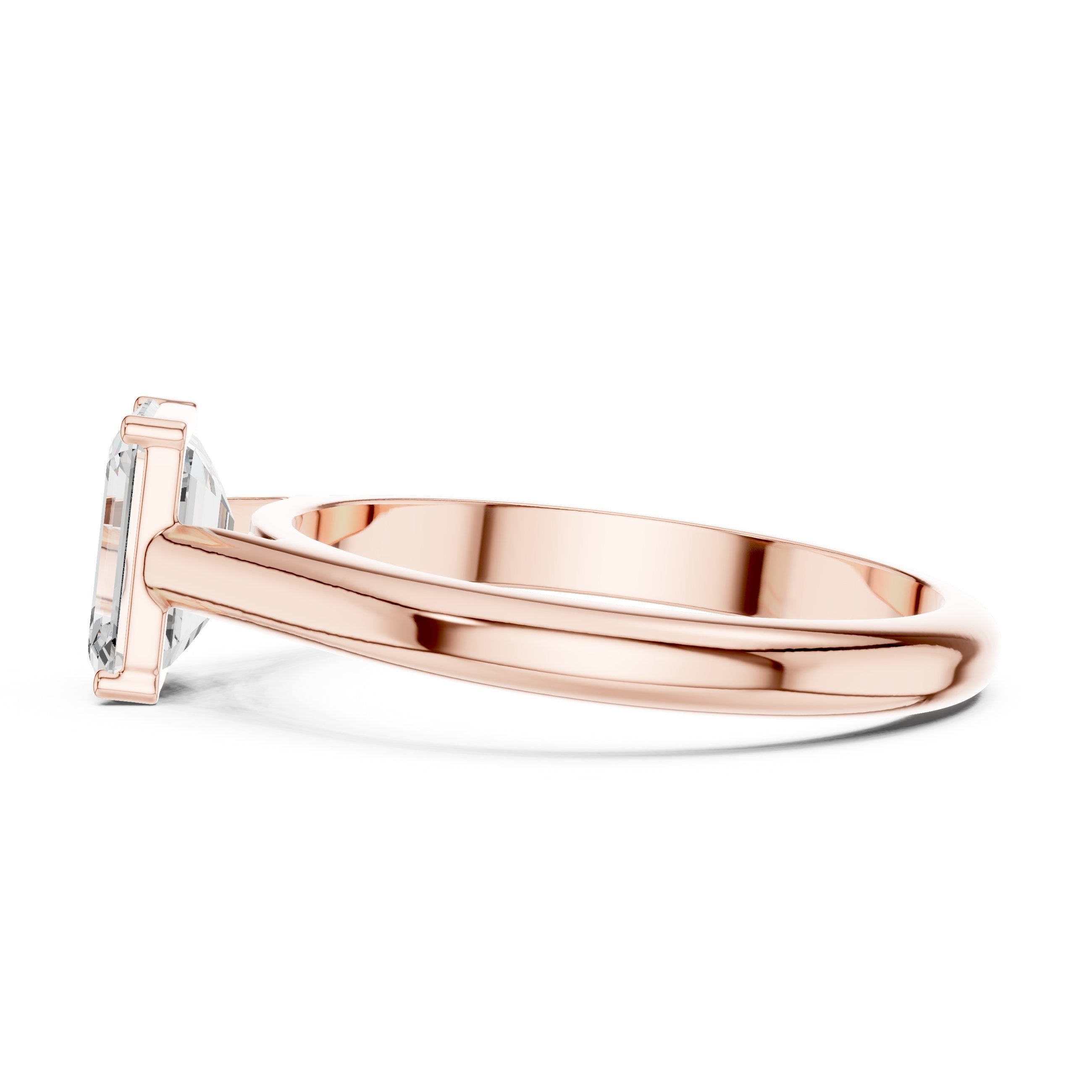 Emerald Cut Cathedral Solitaire Engagement Ring in Rose Gold - VYKA Diamonds