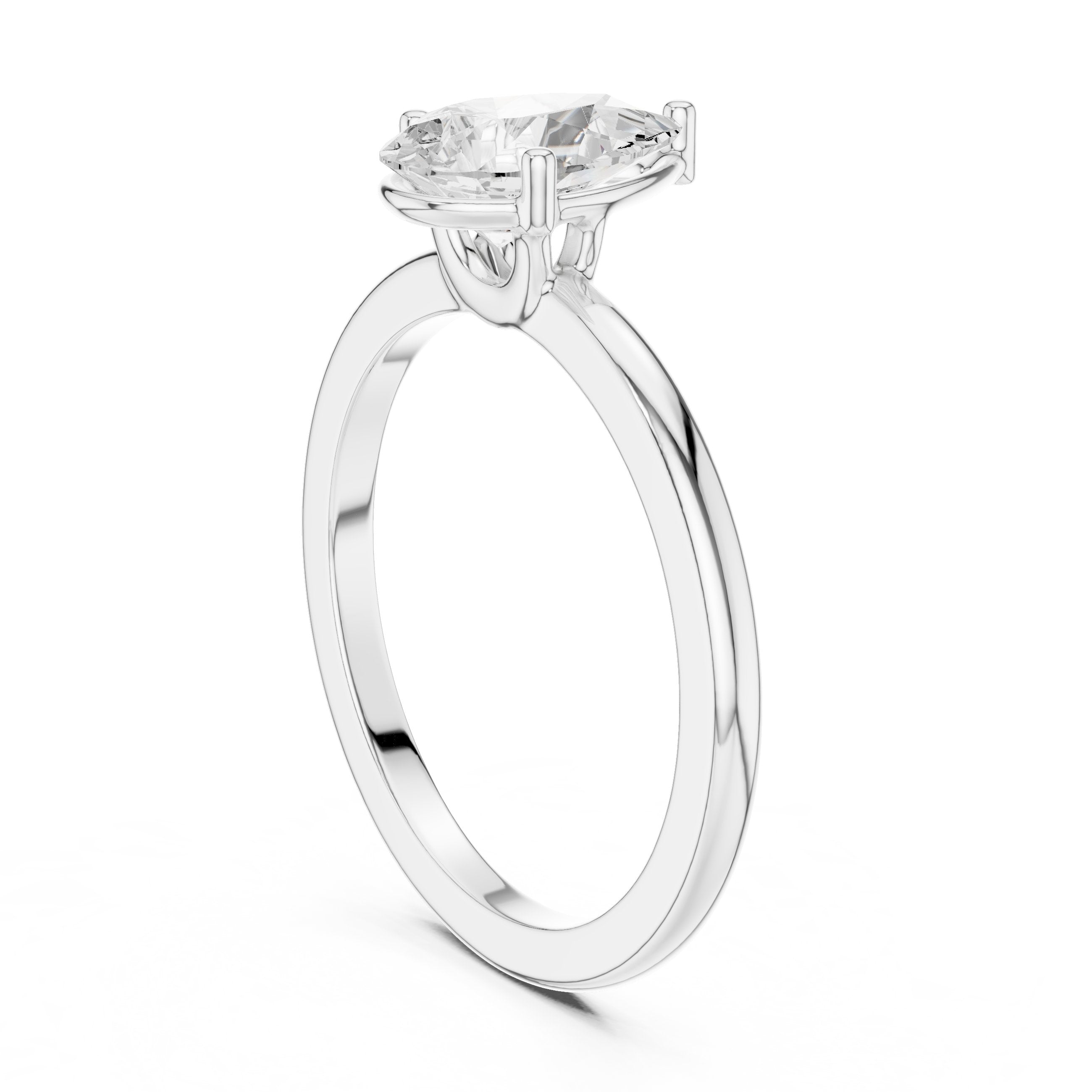 Pear Diamond Cathedral Solitaire Engagement Ring in White Gold - VYKA Diamonds