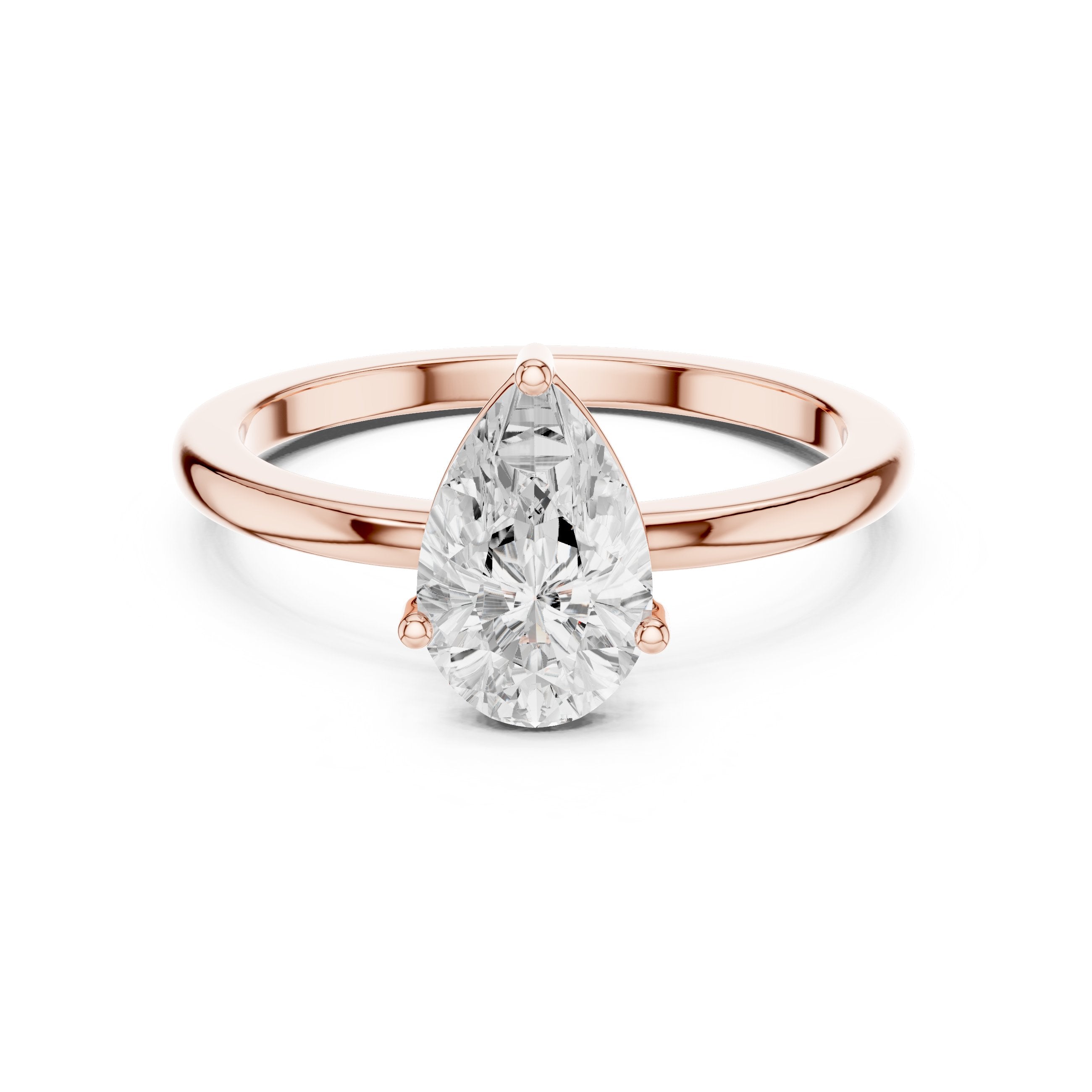 Pear Diamond Cathedral Solitaire Engagement Ring in Rose Gold - VYKA Diamonds