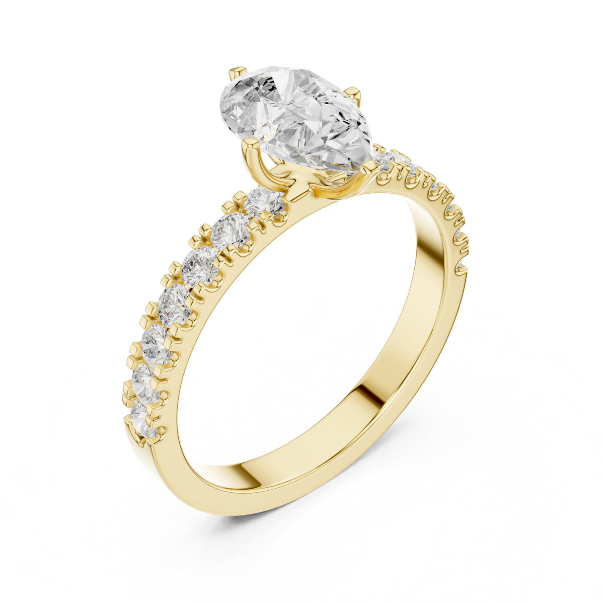 Pear Diamond Engagement Ring with Pavé Band