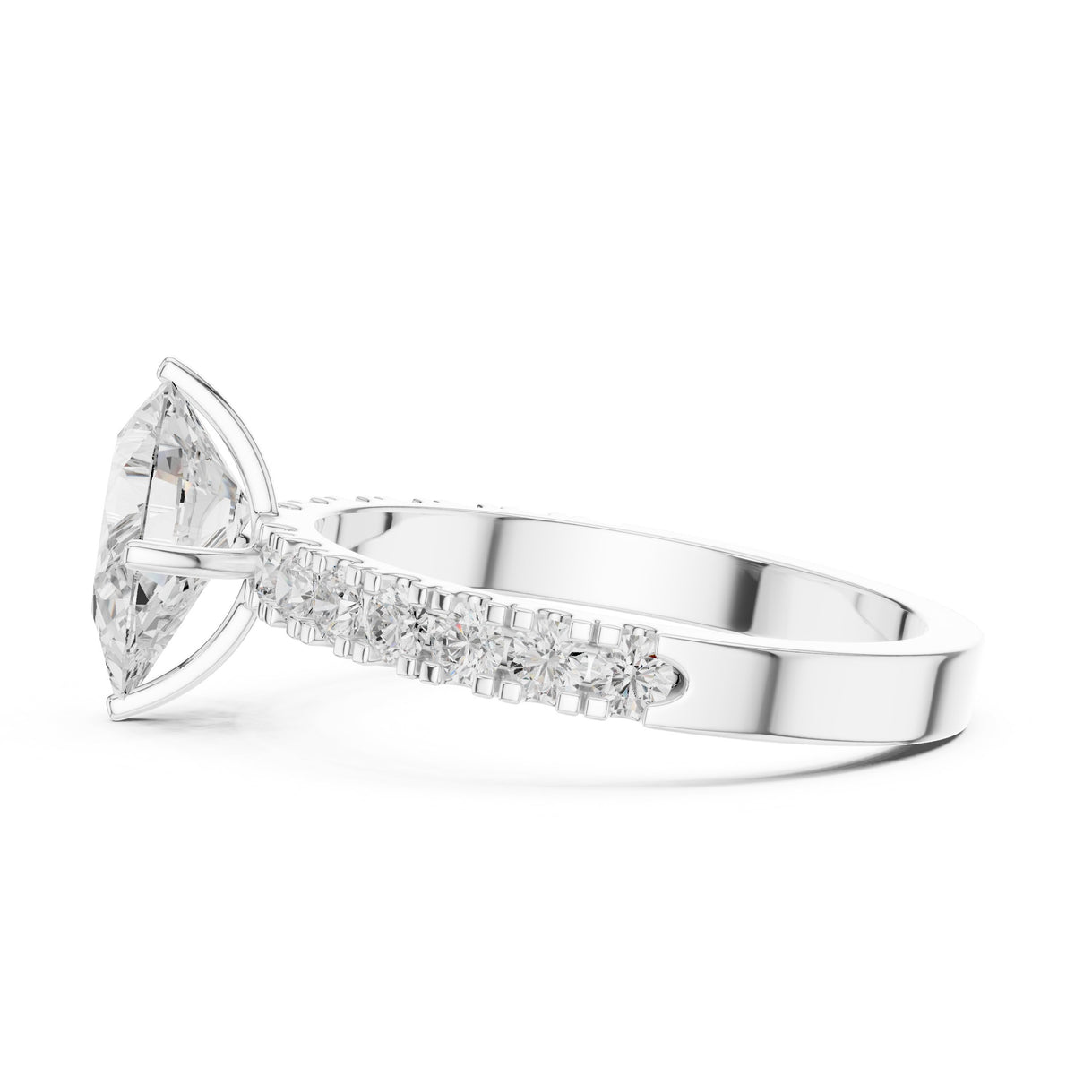 Pear Diamond Engagement Ring with Pavé Band