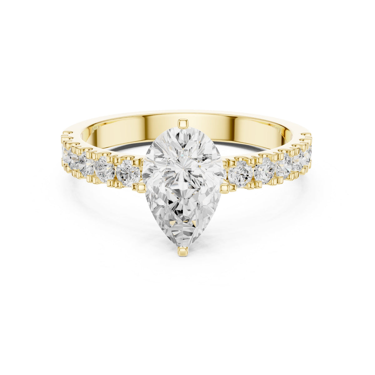 Pear Diamond Engagement Ring with Pavé Band