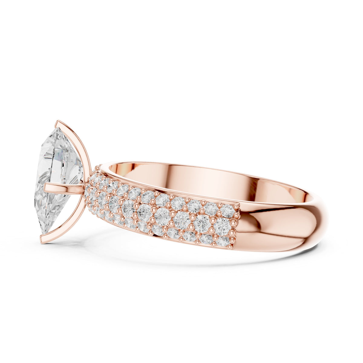 Pear Diamond Engagement Ring with Multi-Row Pavé Band
