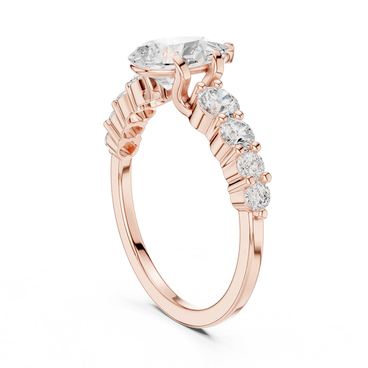 Pear Diamond Engagement Ring with Graduated Round Side Accents