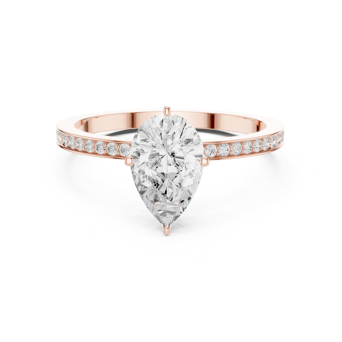 Pear Diamond Engagement Ring with Channel Set Pavé Band