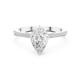 Pear Diamond Engagement Ring with Channel Set Pavé Band