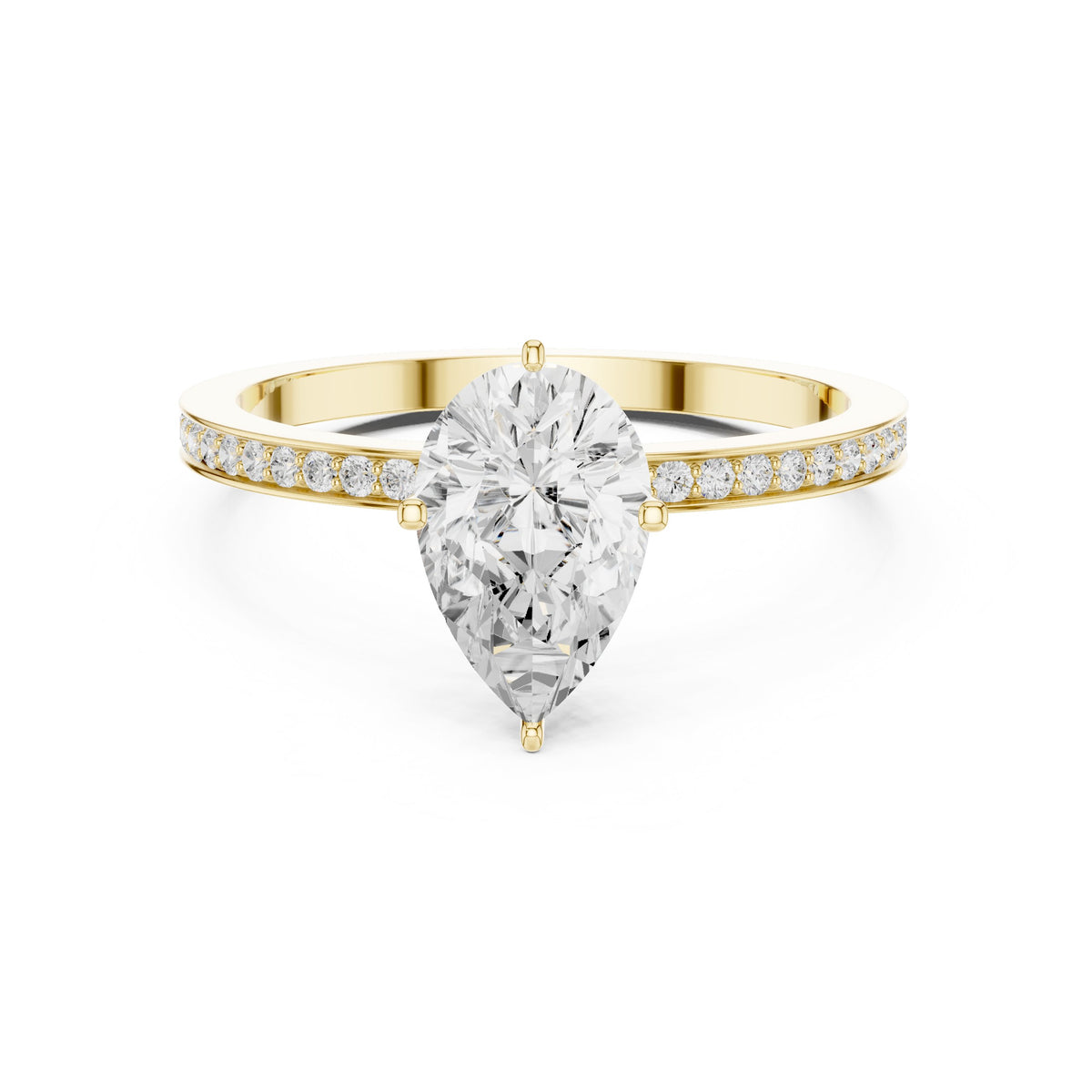 Pear Diamond Engagement Ring with Channel Set Pavé Band
