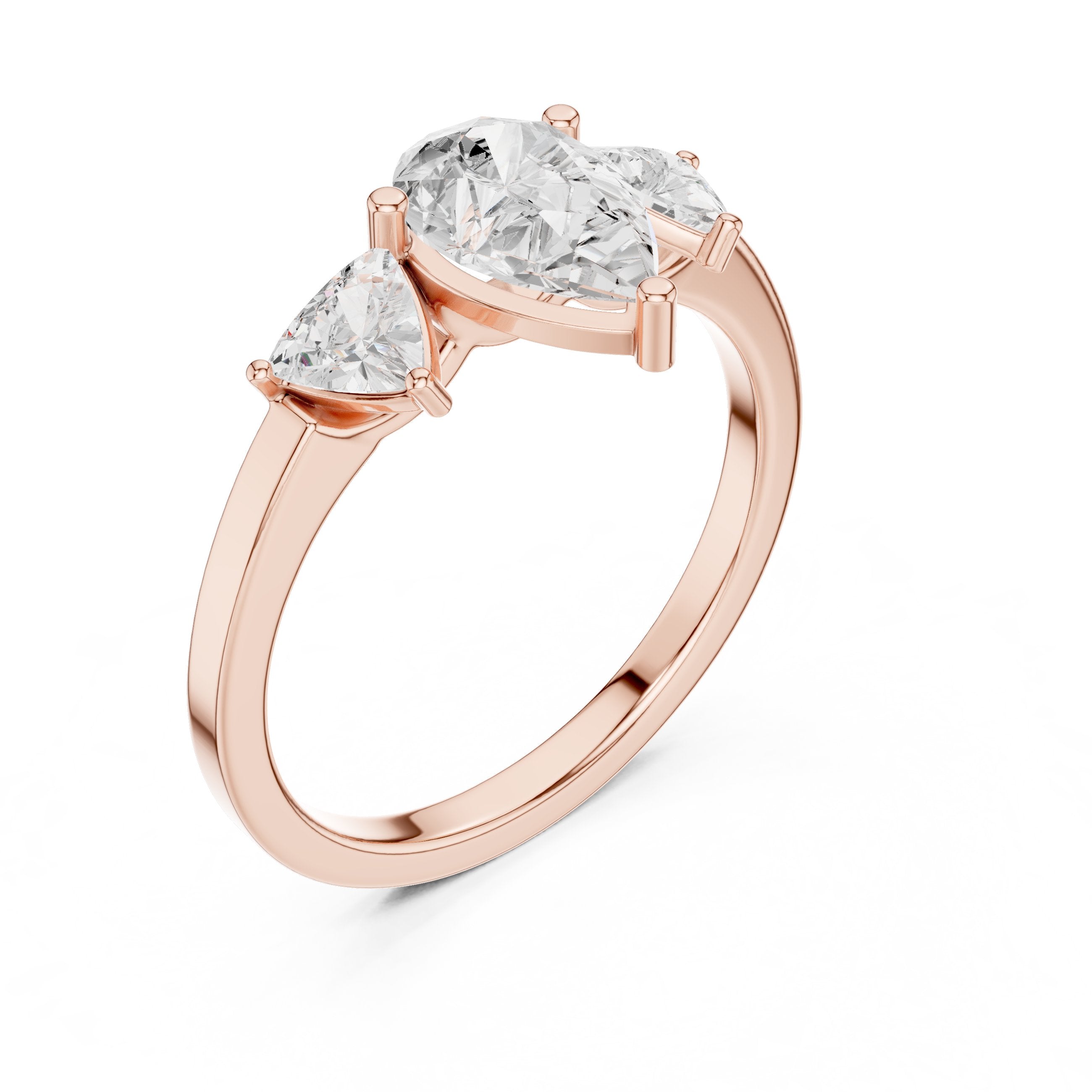 Pear Diamond Three Stone Engagement Ring in Rose Gold - VYKA Diamonds