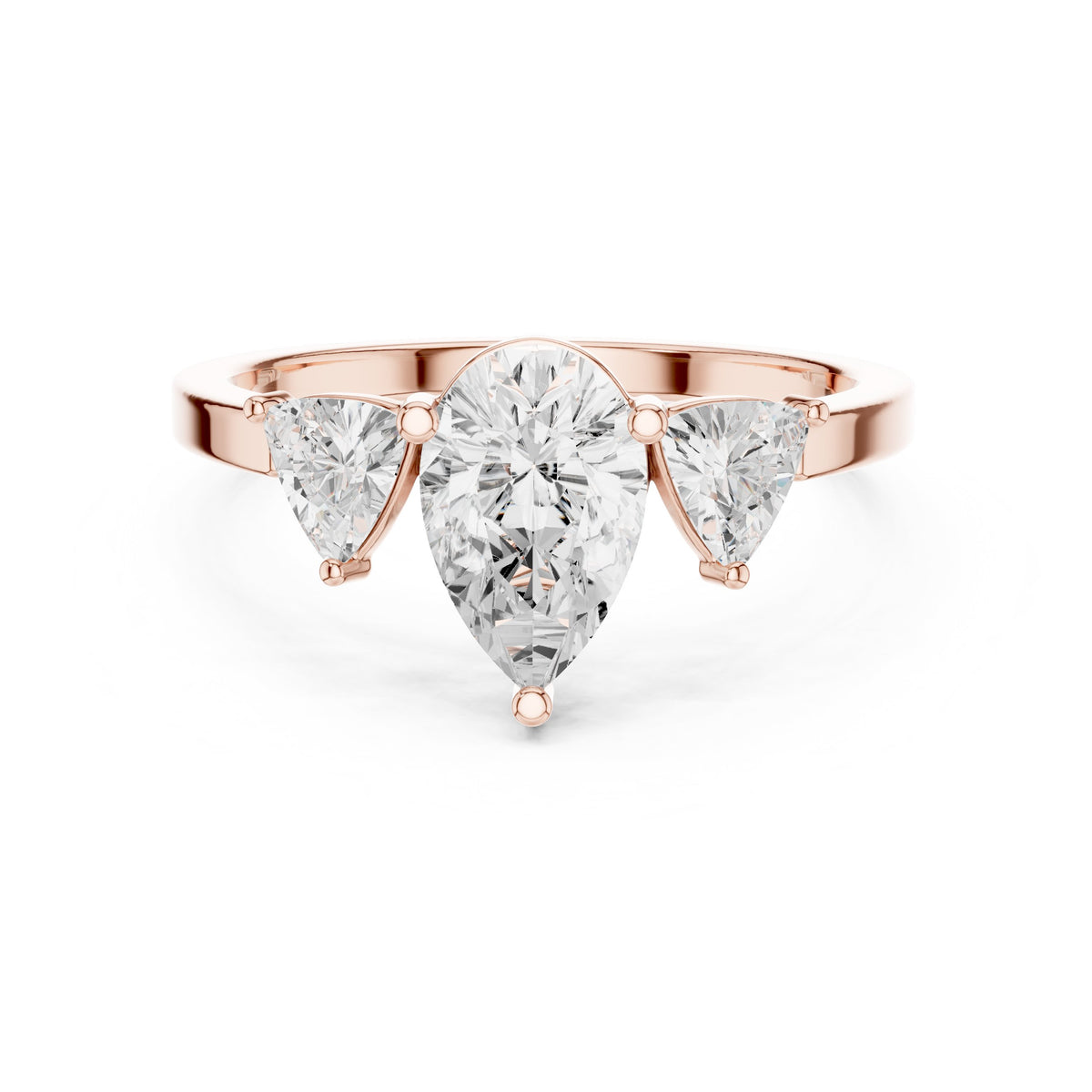 Pear Diamond Three Stone Engagement Ring