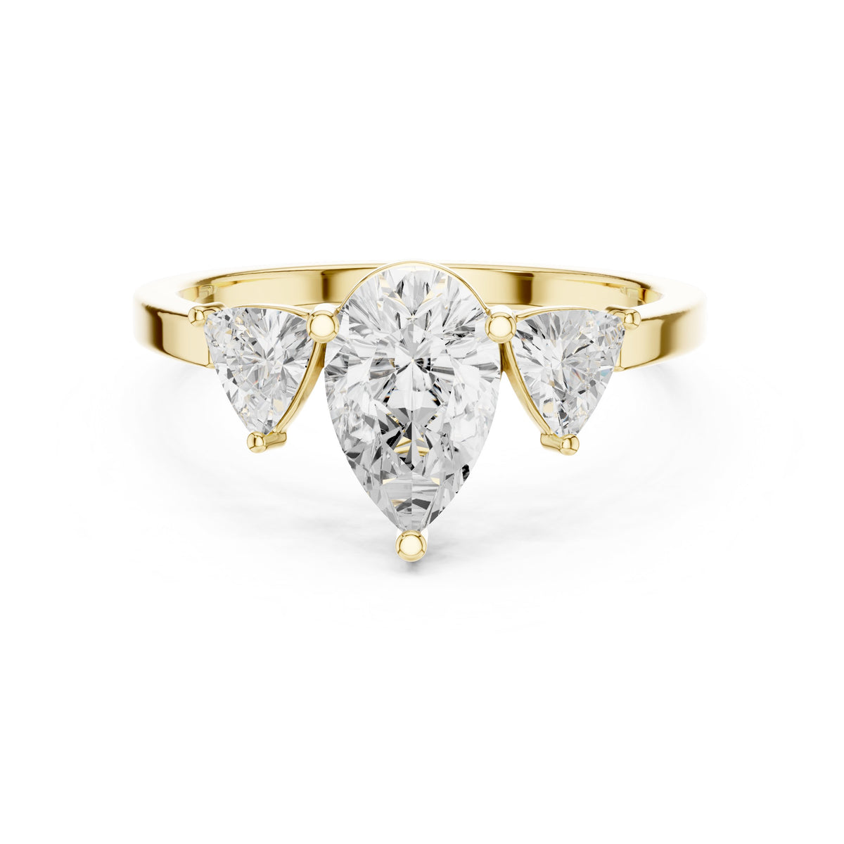 Pear Diamond Three Stone Engagement Ring