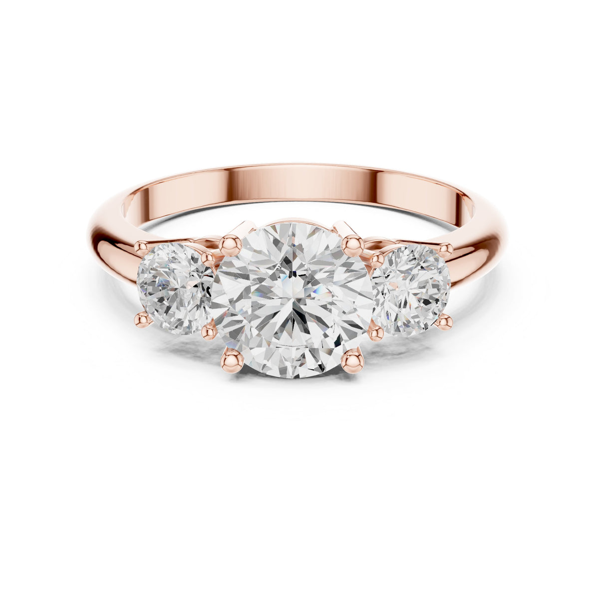 Round Diamond Three Stone Engagement Ring
