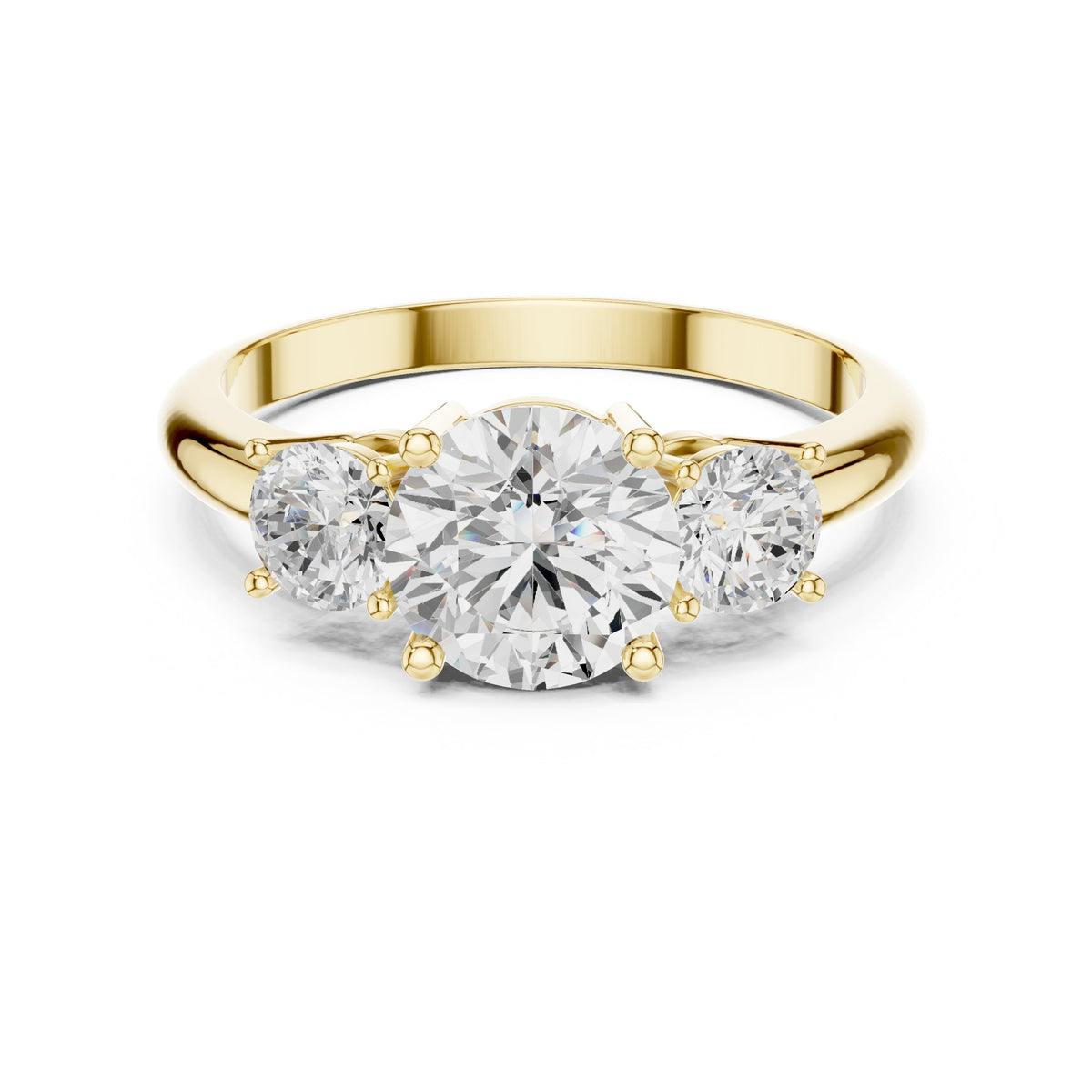 Round Diamond Three Stone Engagement Ring