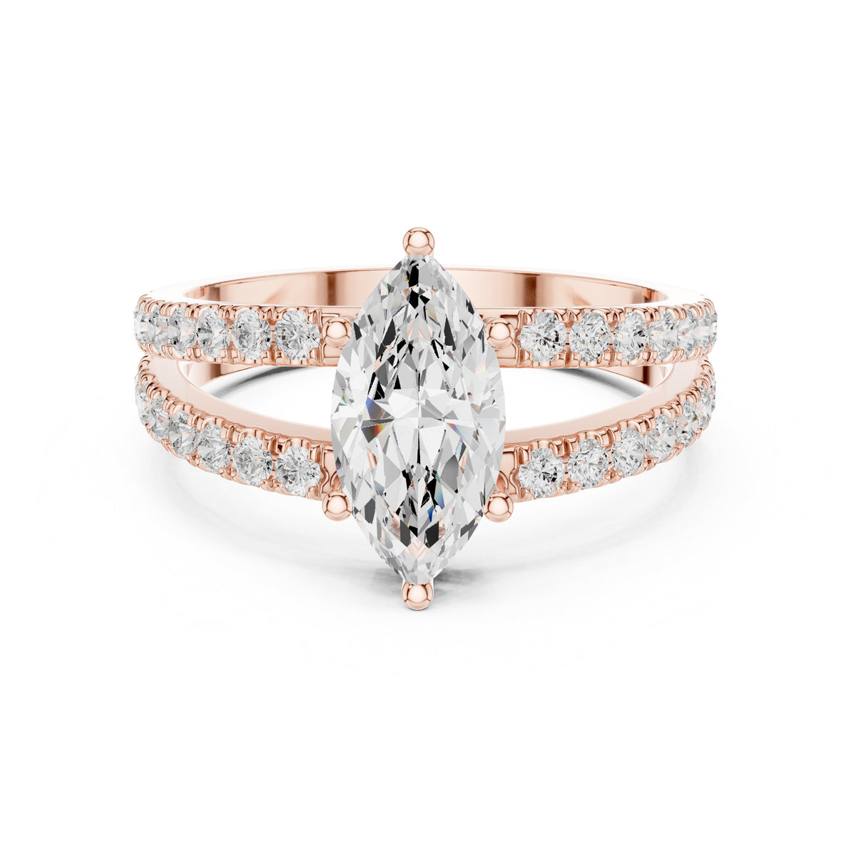 Marquise Cut Engagement Ring with Channel Set Split Shank Band