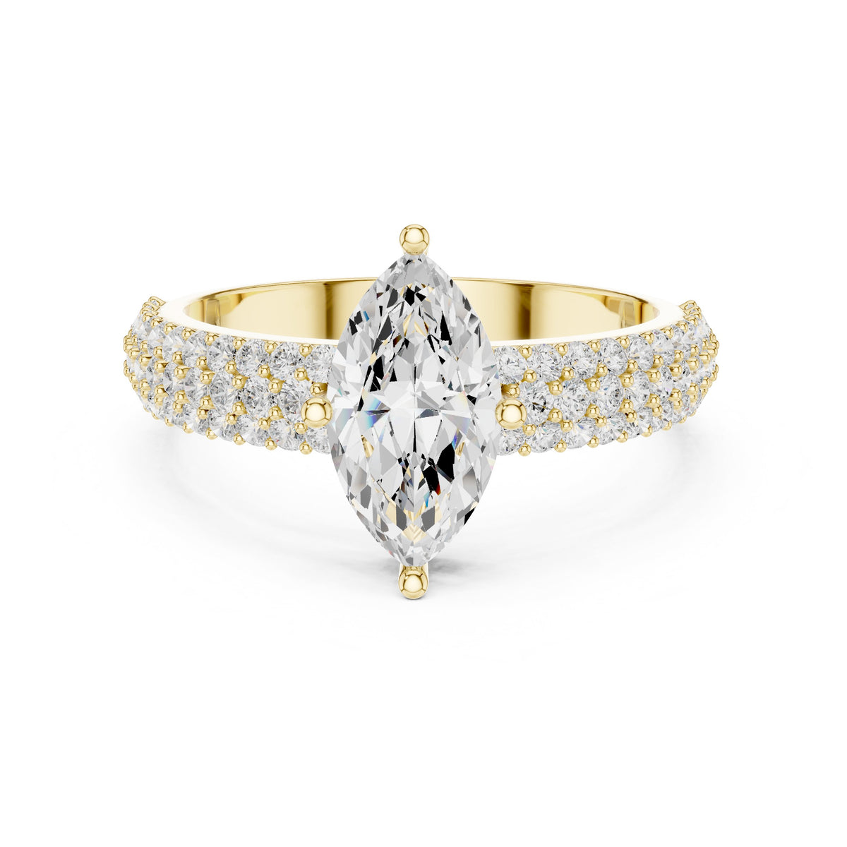 Marquise Cut Engagement Ring with Double Pavé Band