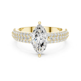Marquise Cut Engagement Ring with Double Pavé Band