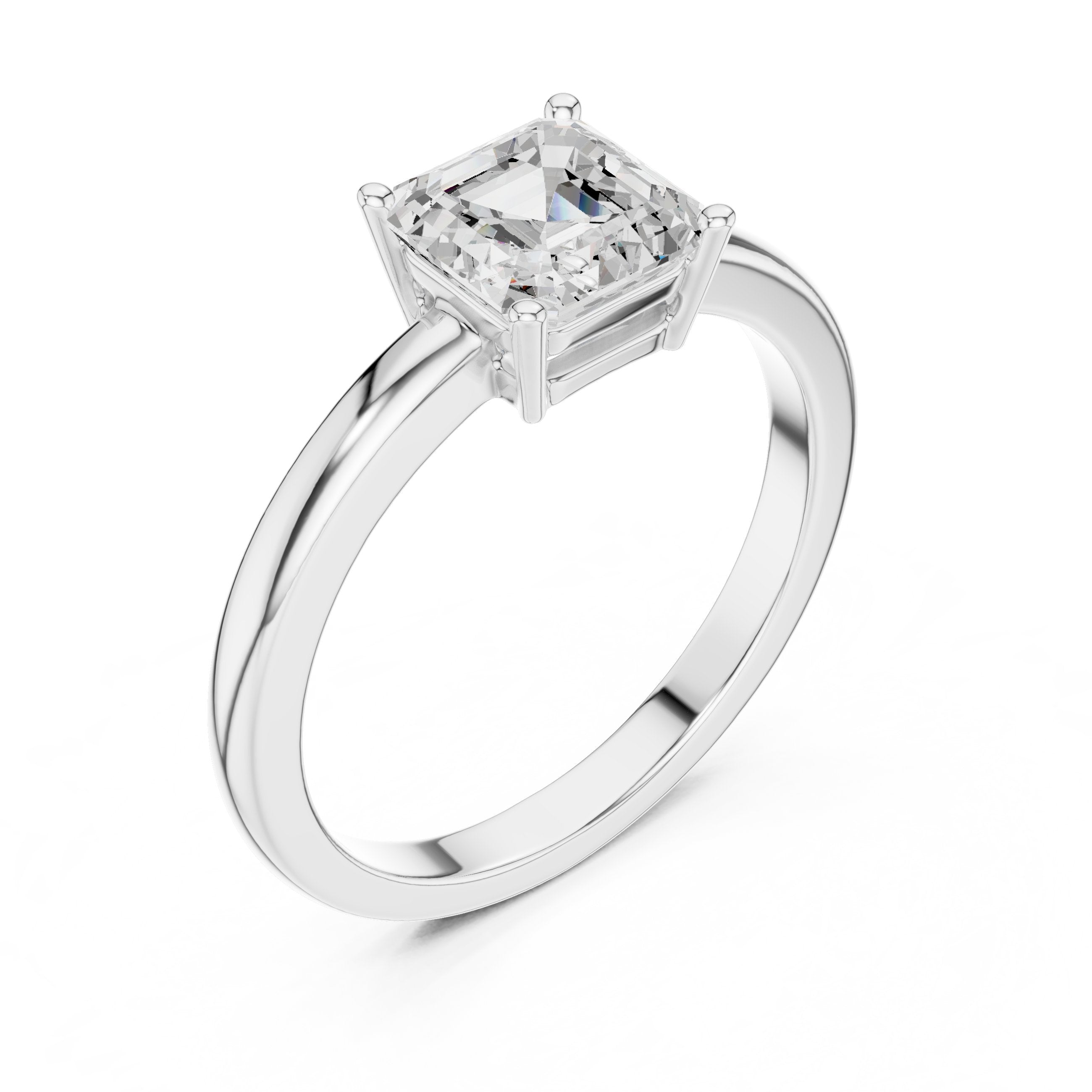 Asscher Cut Solitaire Engagement Ring in White Gold - VYKA Diamonds