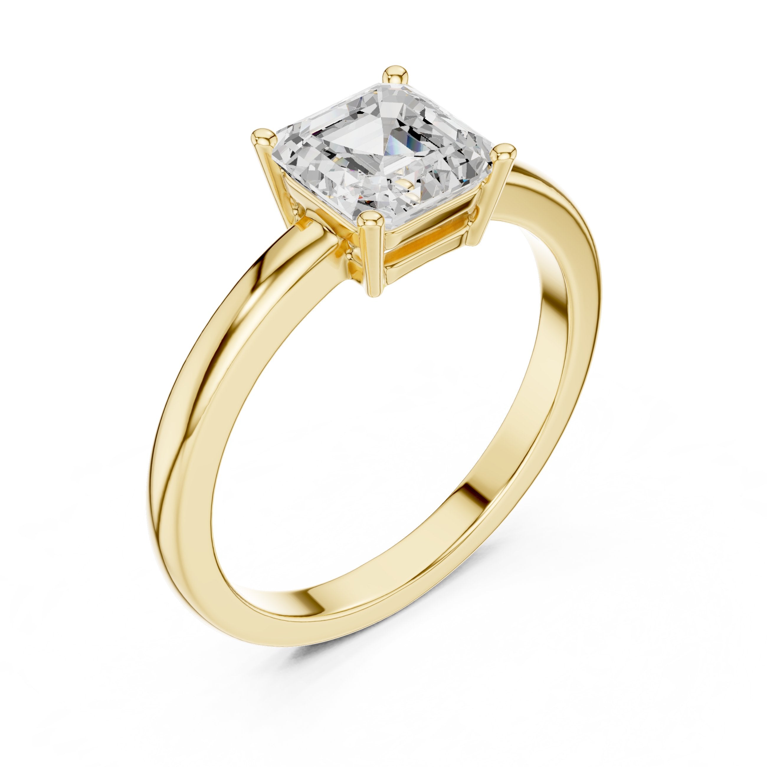 Asscher Cut Solitaire Engagement Ring in Yellow Gold - VYKA Diamonds
