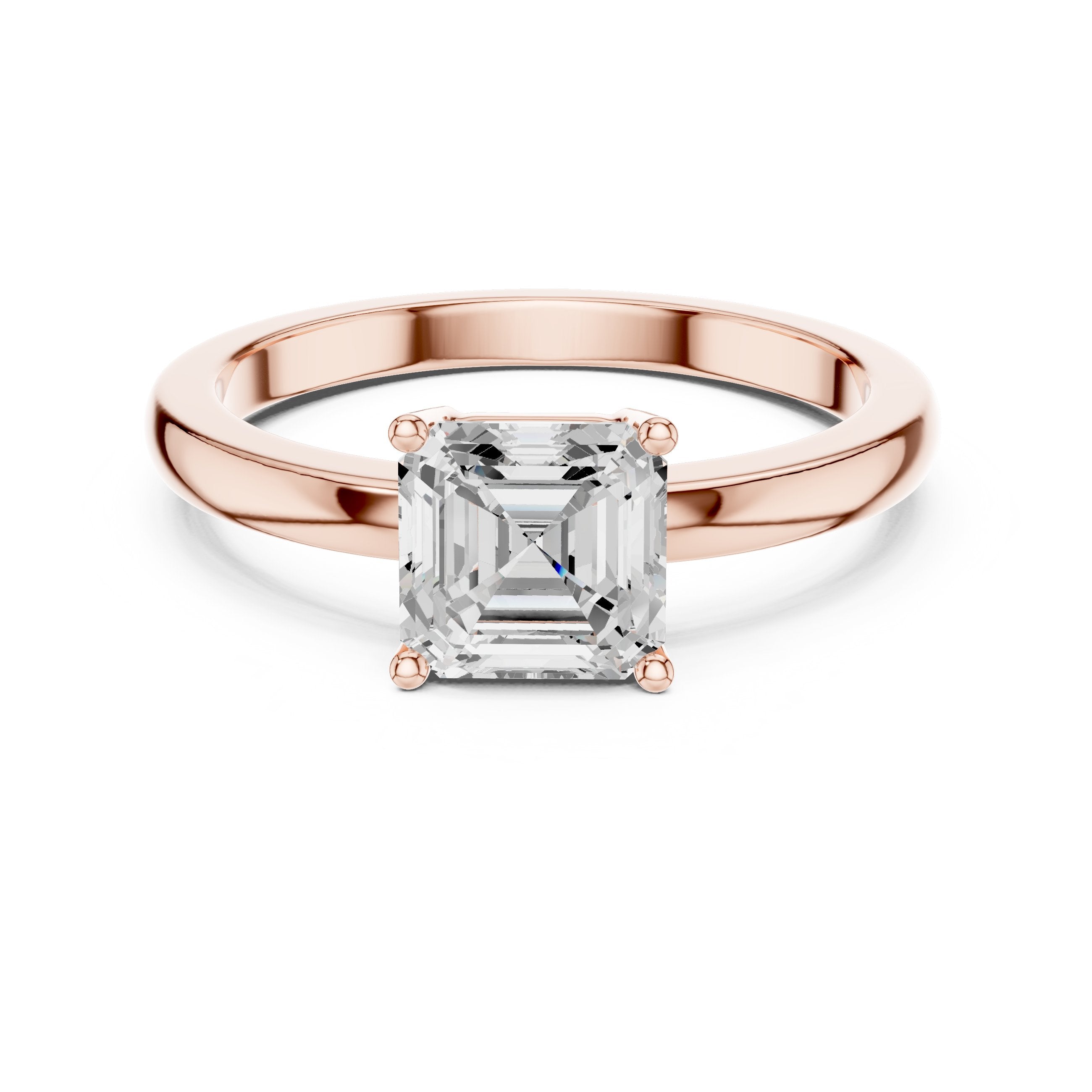 Asscher Cut Solitaire Engagement Ring in Rose Gold - VYKA Diamonds