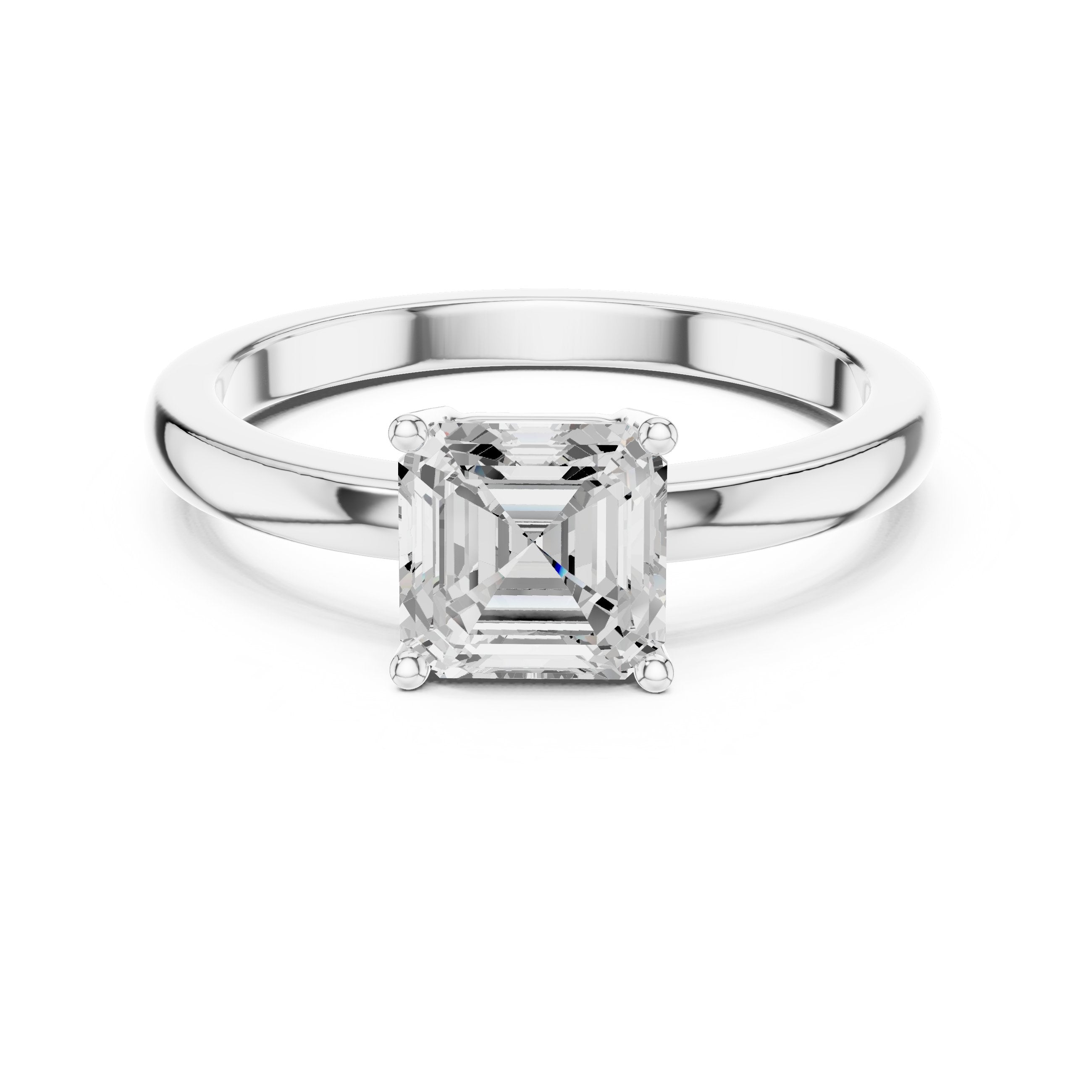 Asscher Cut Solitaire Engagement Ring in White Gold - VYKA Diamonds