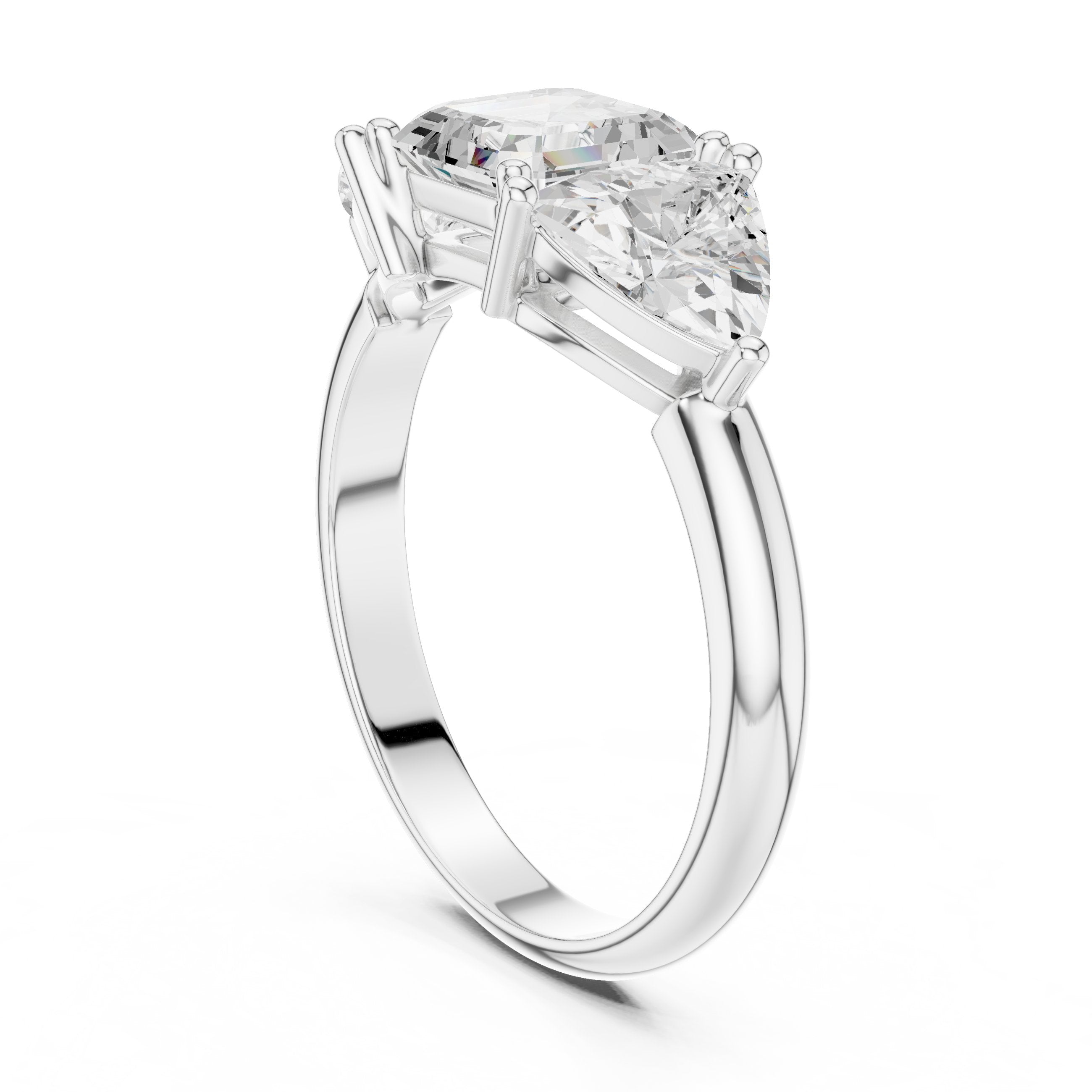 Asscher Diamond Trilogy Ring in White Gold - VYKA Diamonds