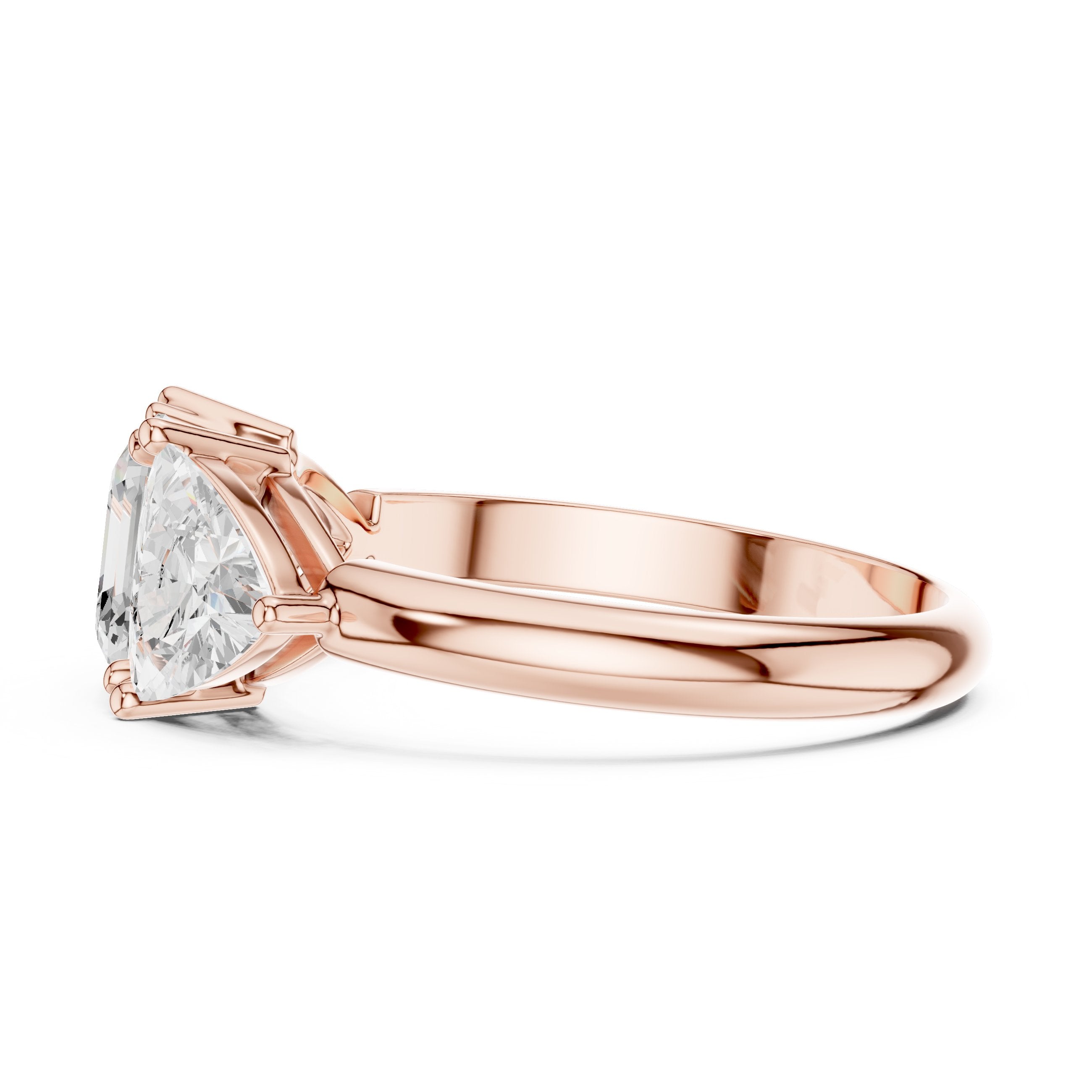 Asscher Diamond Trilogy Ring in Rose Gold - VYKA Diamonds