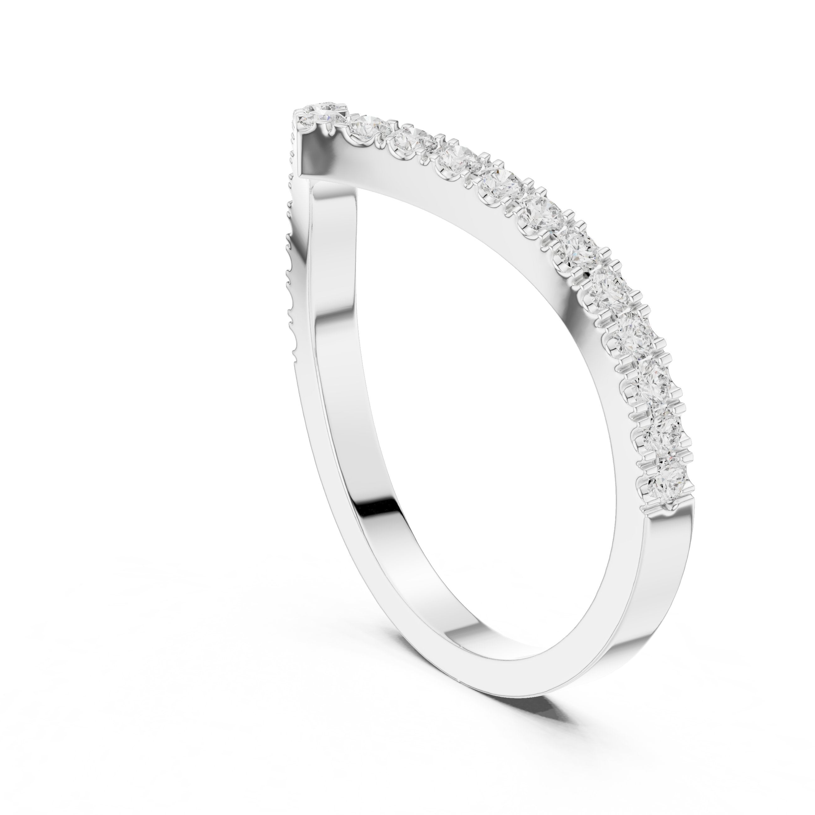 Modish Hidden Halo Diamond Engagement Ring in White Gold - VYKA Diamonds