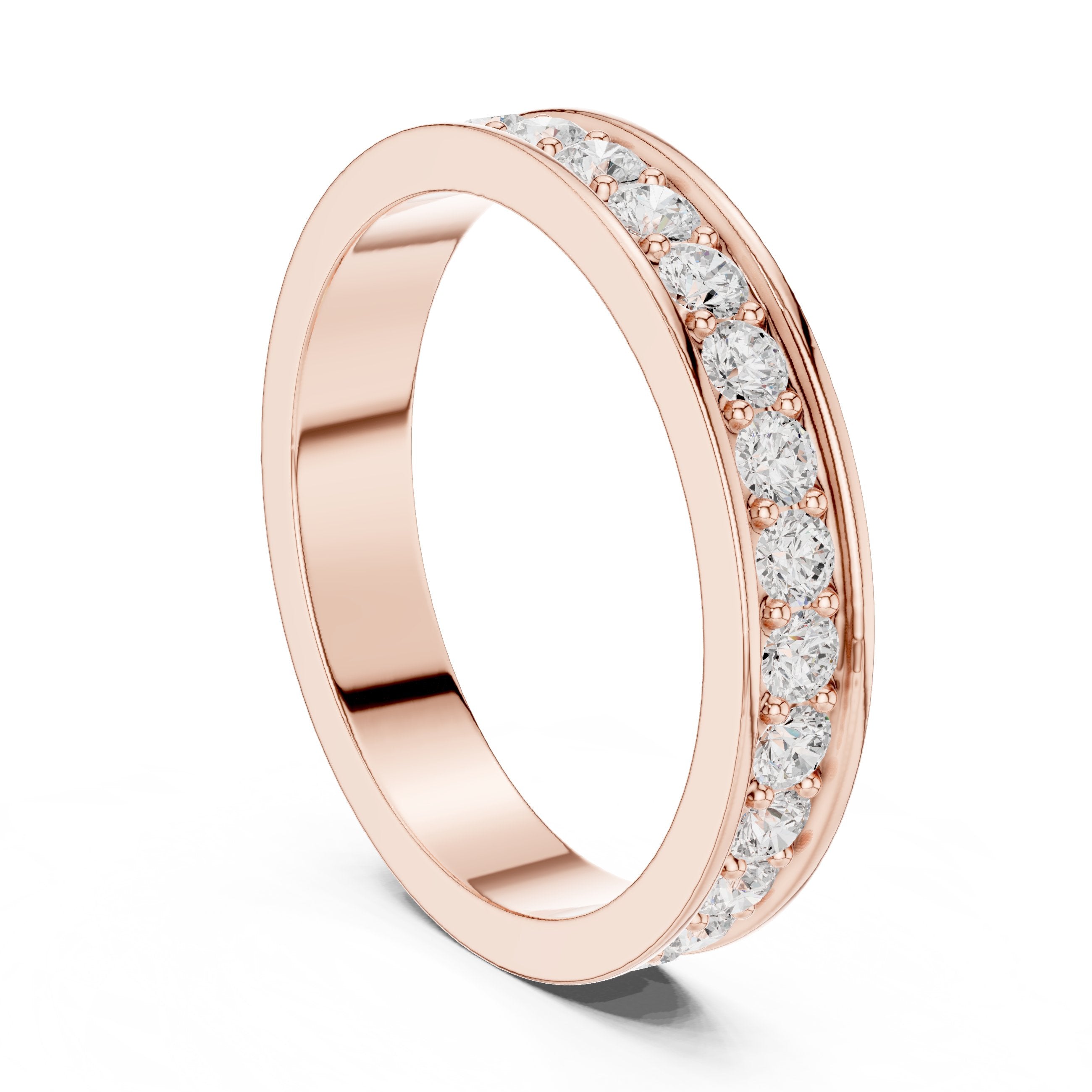 Round Diamond Channel Set Eternity Band in Rose Gold - VYKA Diamonds
