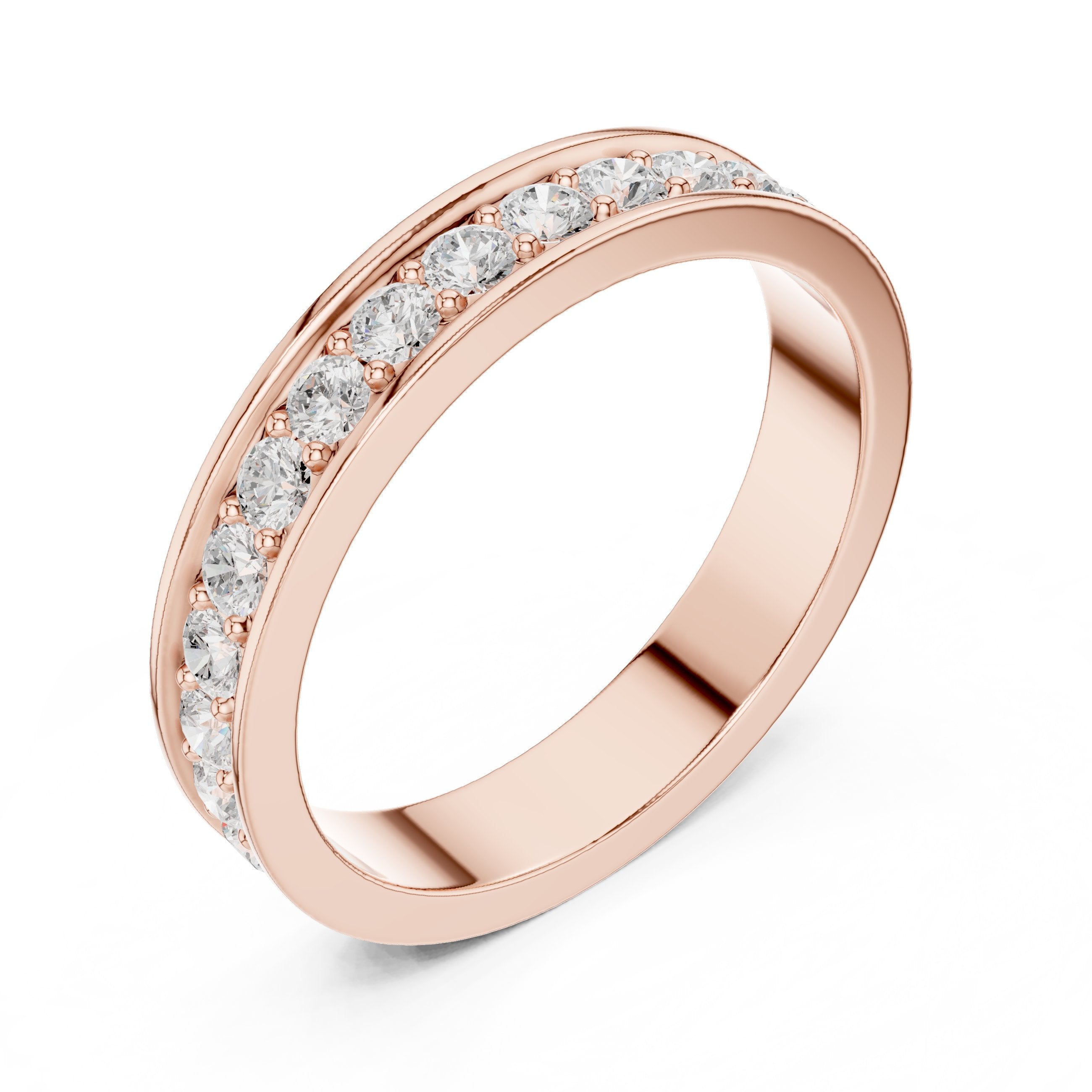 Round Diamond Channel Set Eternity Band in Rose Gold - VYKA Diamonds