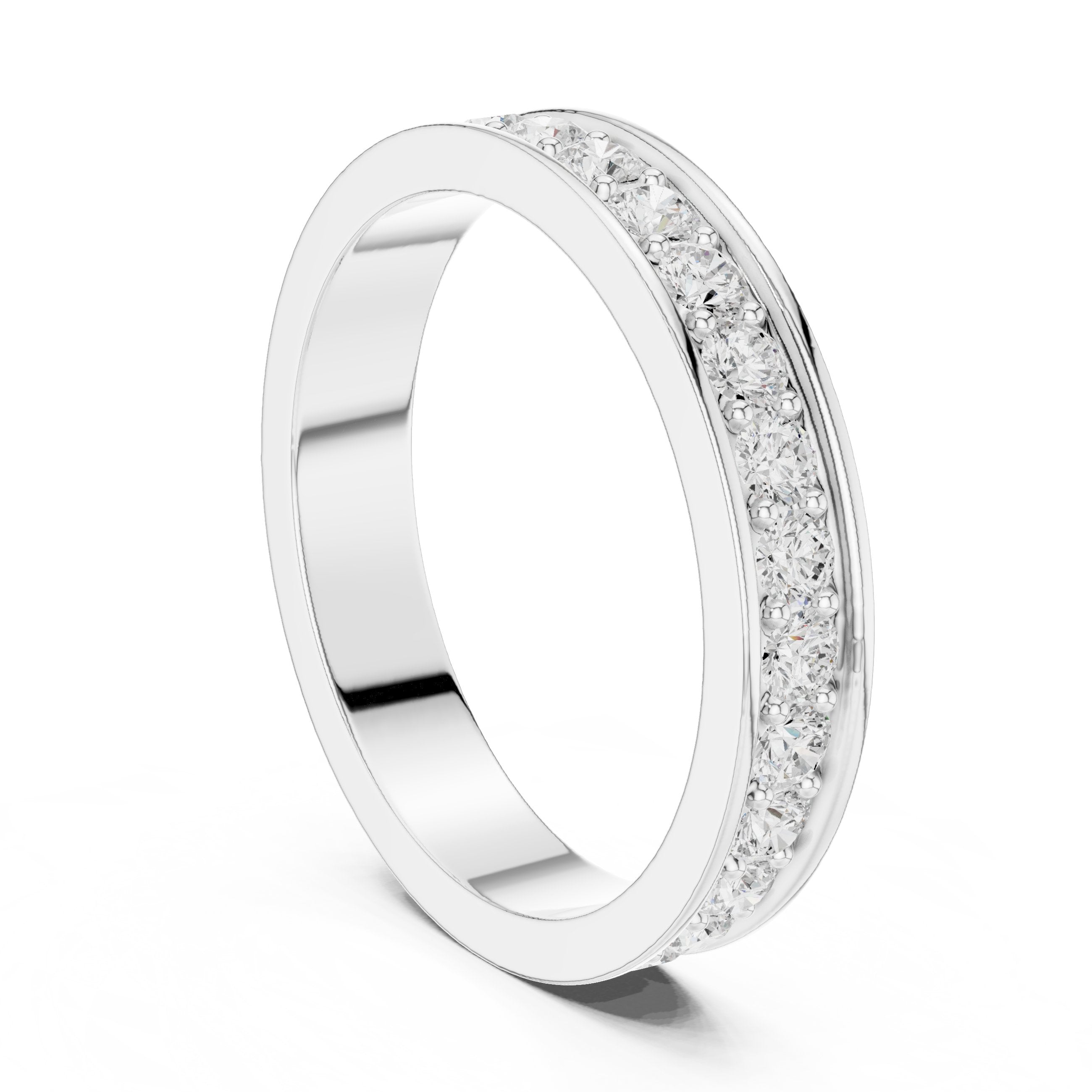 Round Diamond Channel Set Eternity Band in White Gold - VYKA Diamonds